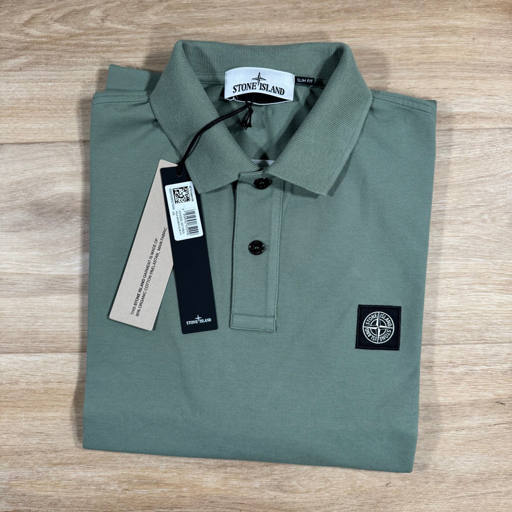 Stone Island Organic Cotton Pique Polo Shirt in Sage Green -Usfansport