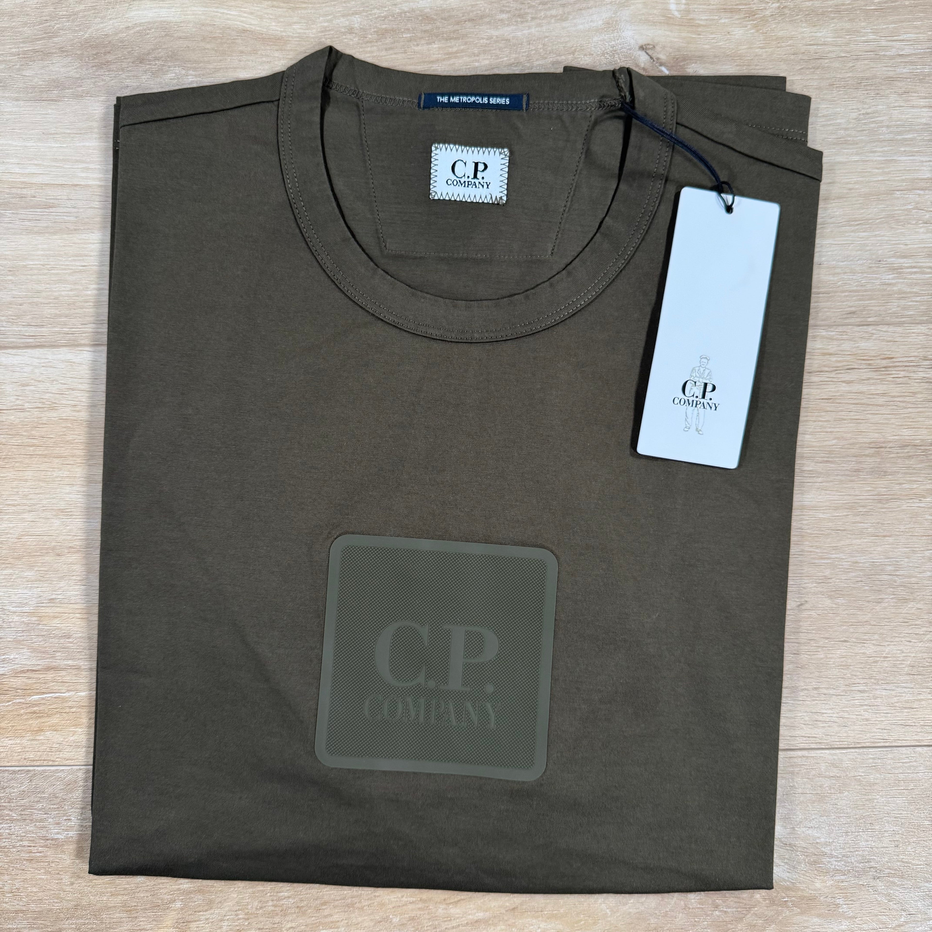 CP Company Metropolis Series Rubberized Logo T-Shirt in Ivy Green -Usfansport
