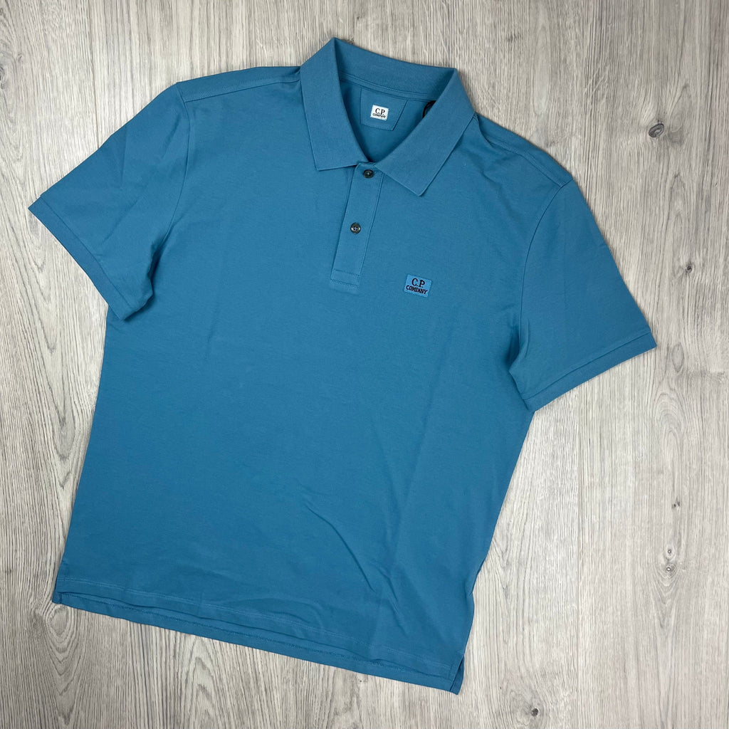 CP Company Piquet Polo Shirt - Aegean Blue -Usfansport