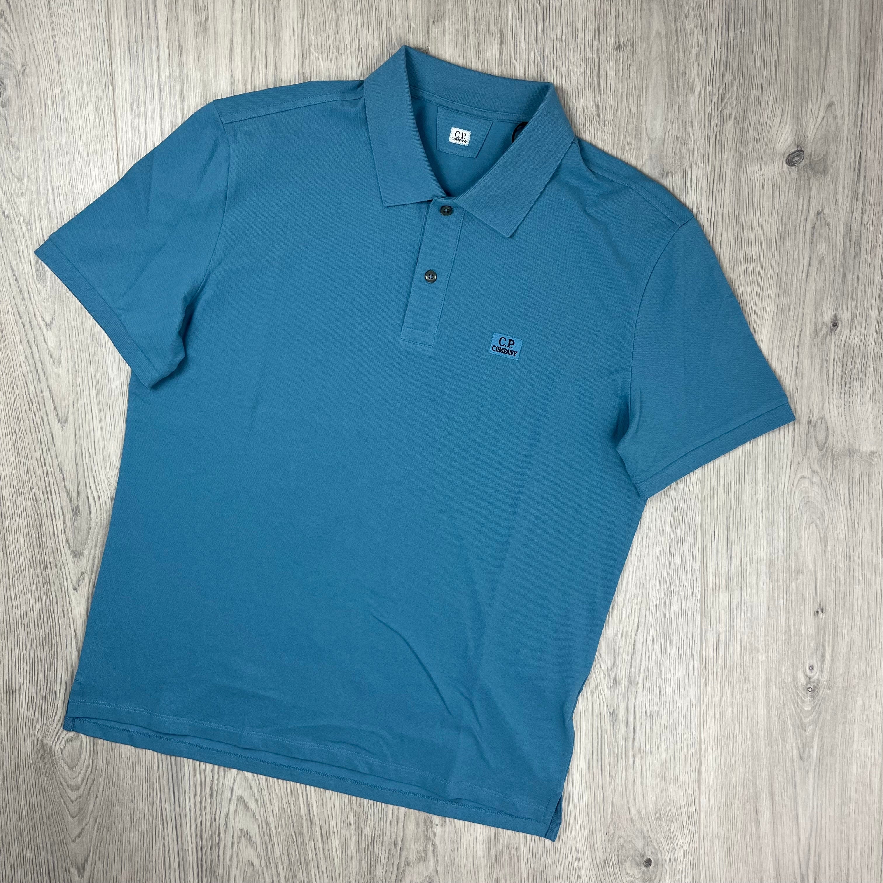 CP Company Piquet Polo Shirt - Aegean Blue -Usfansport