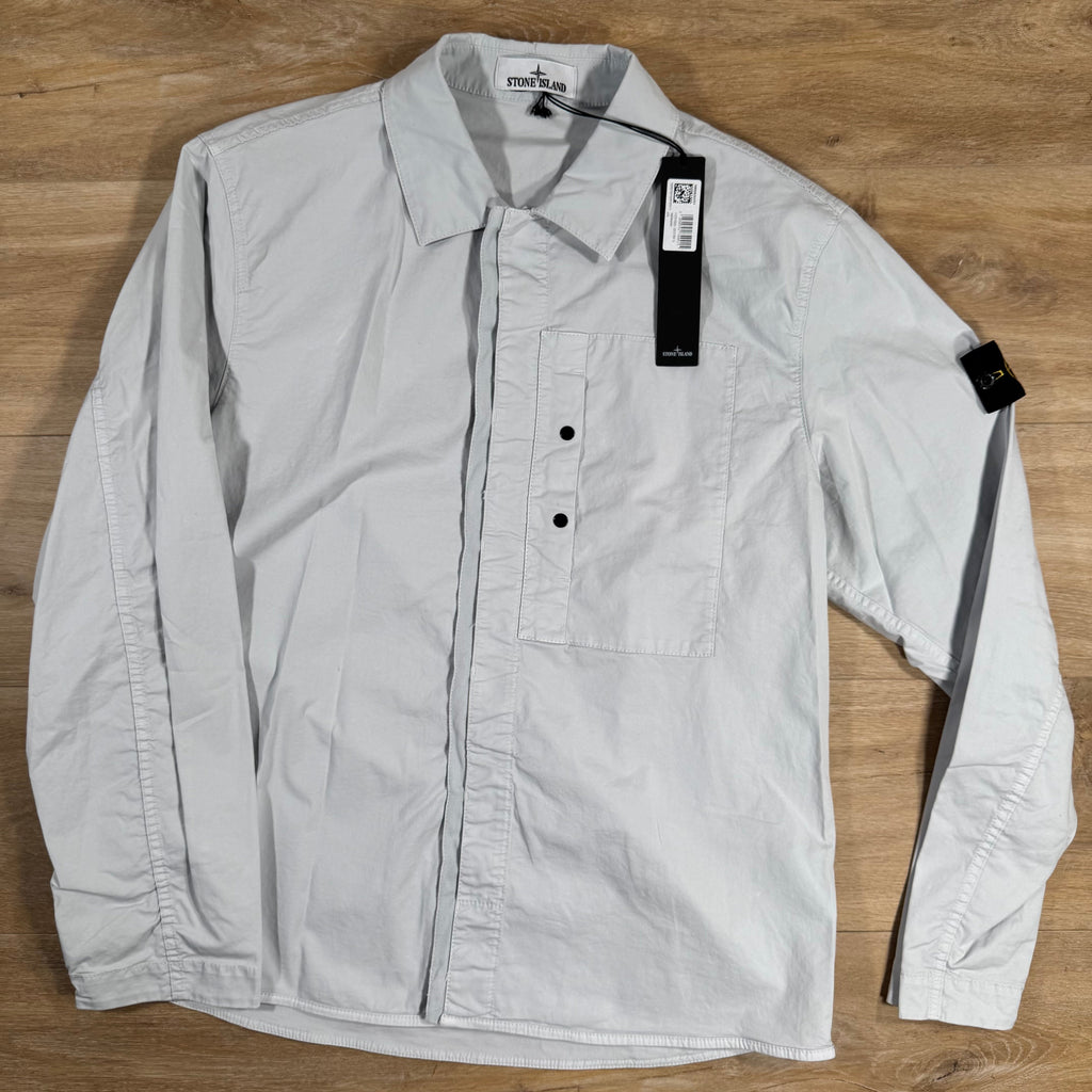 Stone Island Supima Twill Stretch-TC Overshirt in Sky Blue -Usfansport