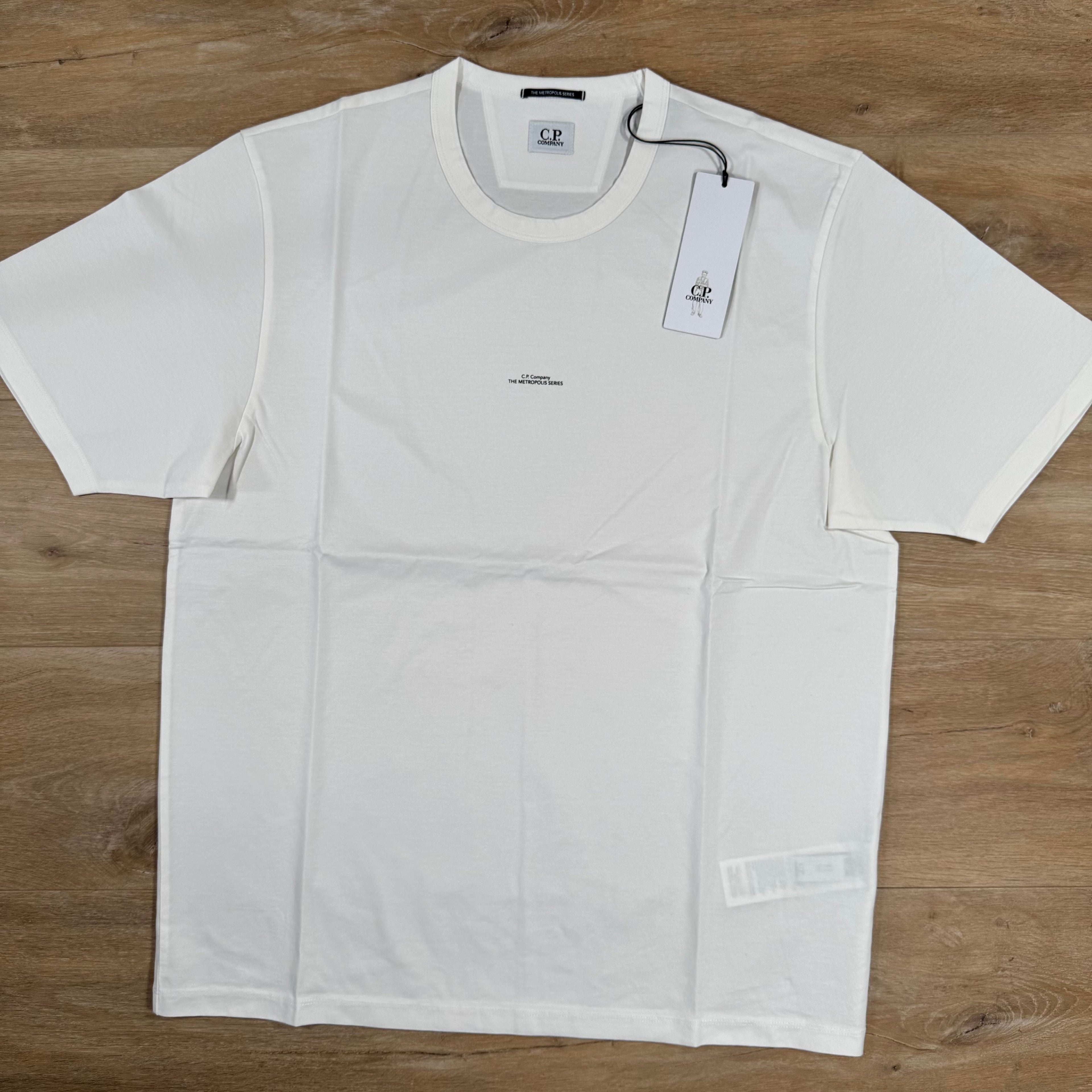 CP Company Metropolis Series Printed Logo T-Shirt in Gauze White -Usfansport