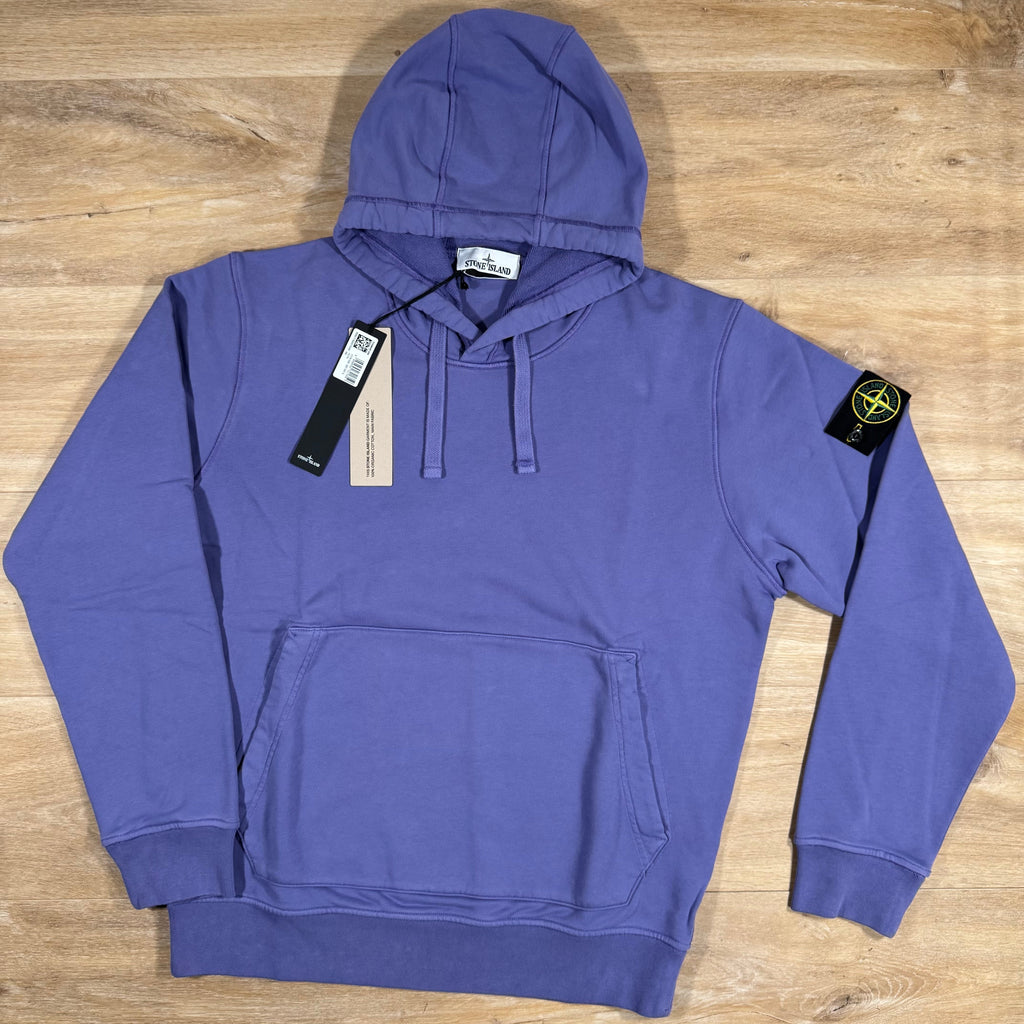 Stone Island Organic Cotton Fleece Pullover Hoodie in Lavender -Usfansport