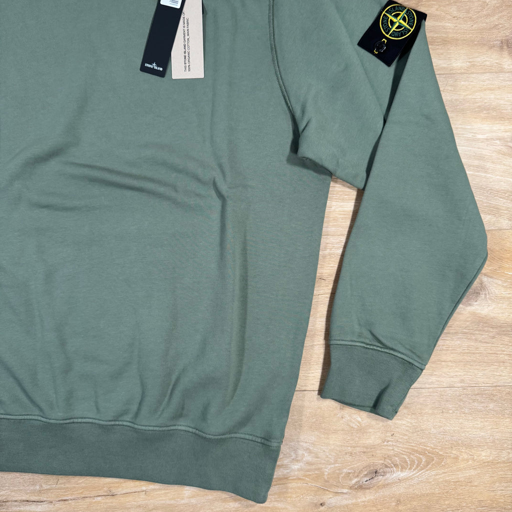 Stone Island Organic Cotton Fleece Sweatshirt in Musk Green -Usfansport