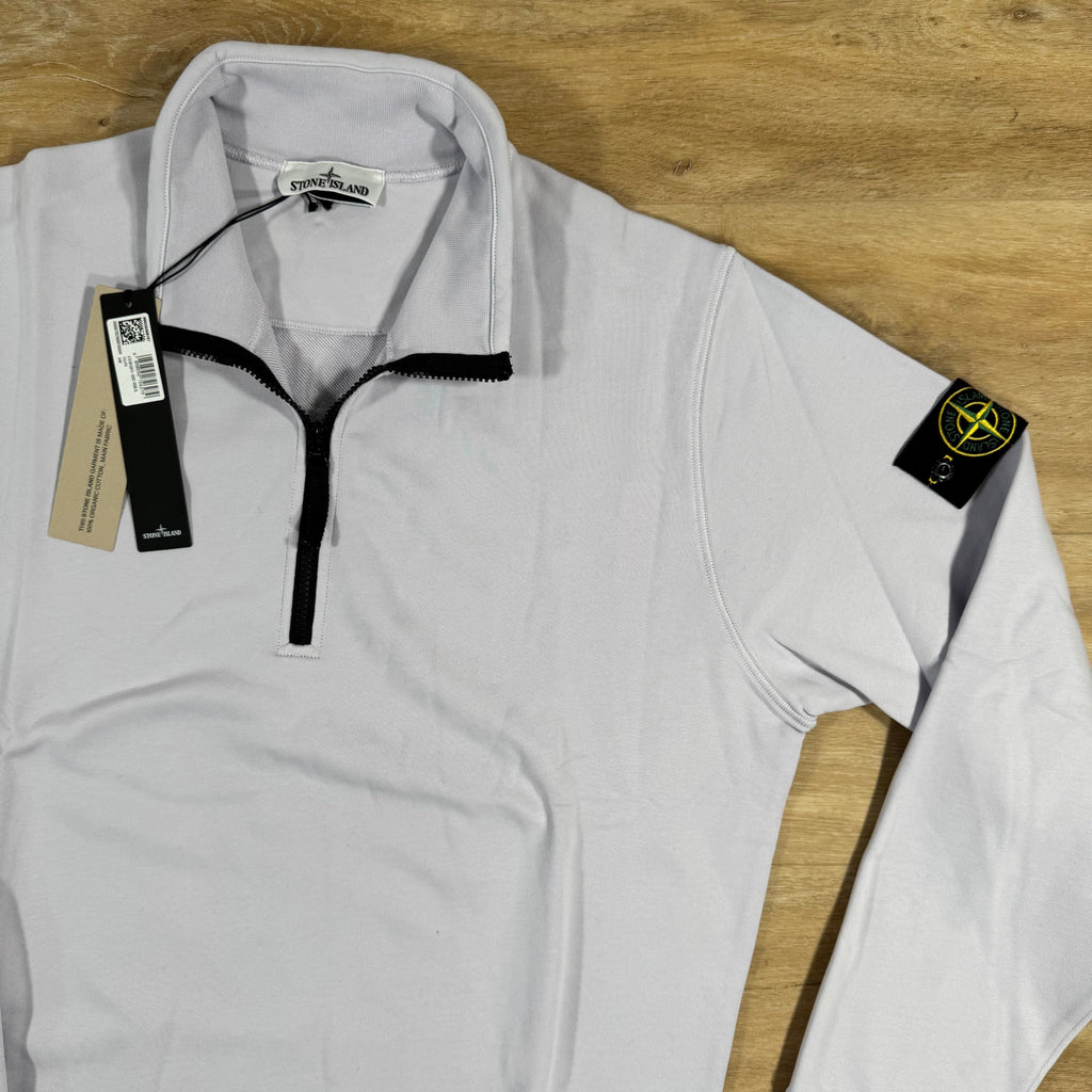 Stone Island Organic Cotton Half-Zip Sweatshirt in Lilac -Usfansport