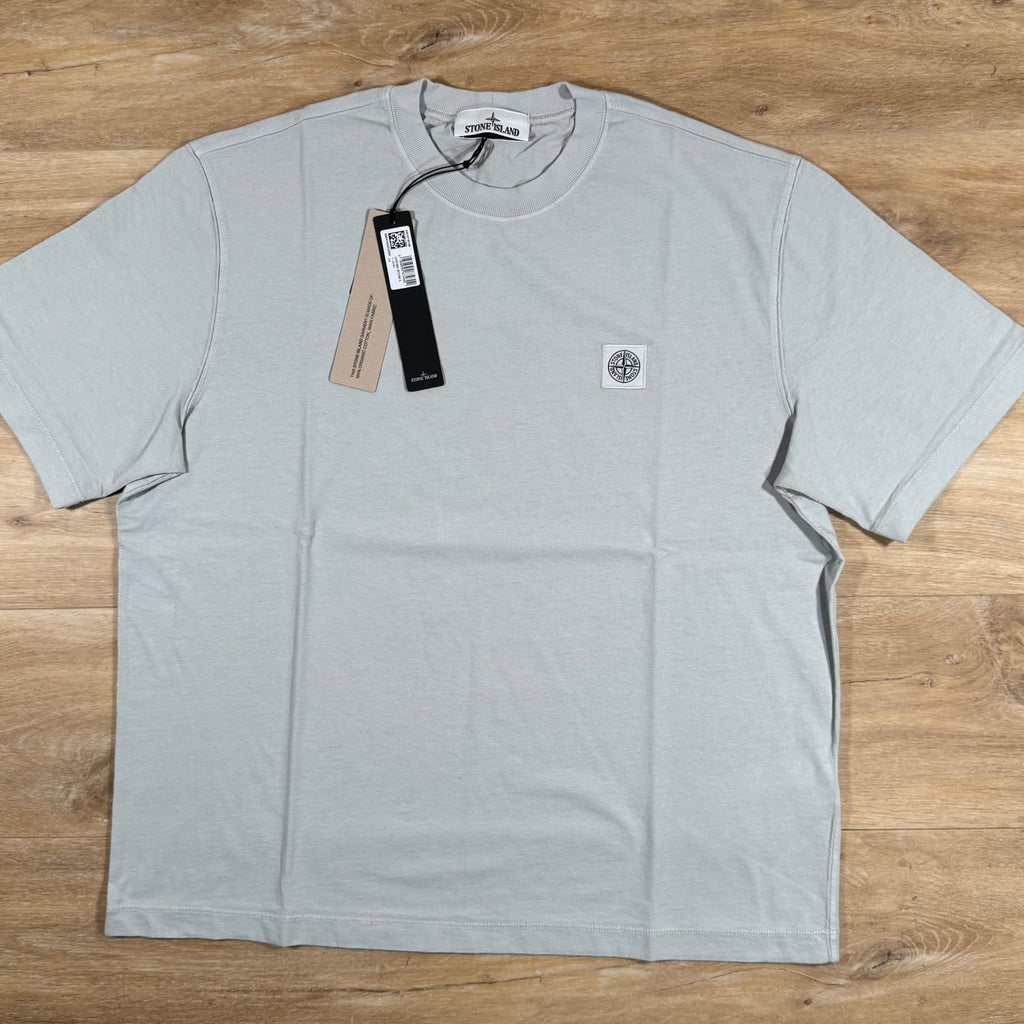 Stone Island Combed Organic Cotton Patch Logo T-Shirt in Pearl Grey -Usfansport
