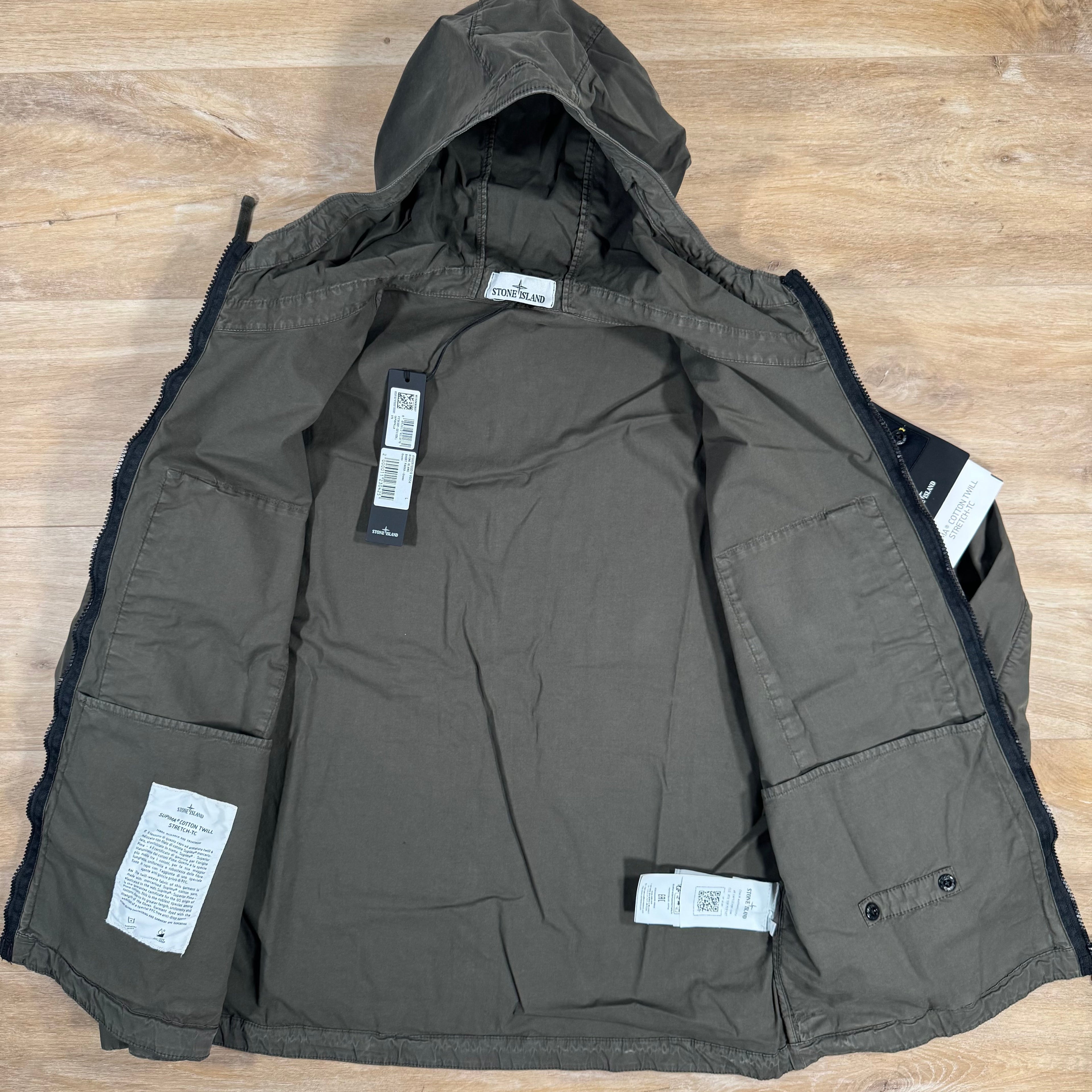 Stone Island Supima Cotton Twill Stretch-TC Jacket in Military Green -Usfansport