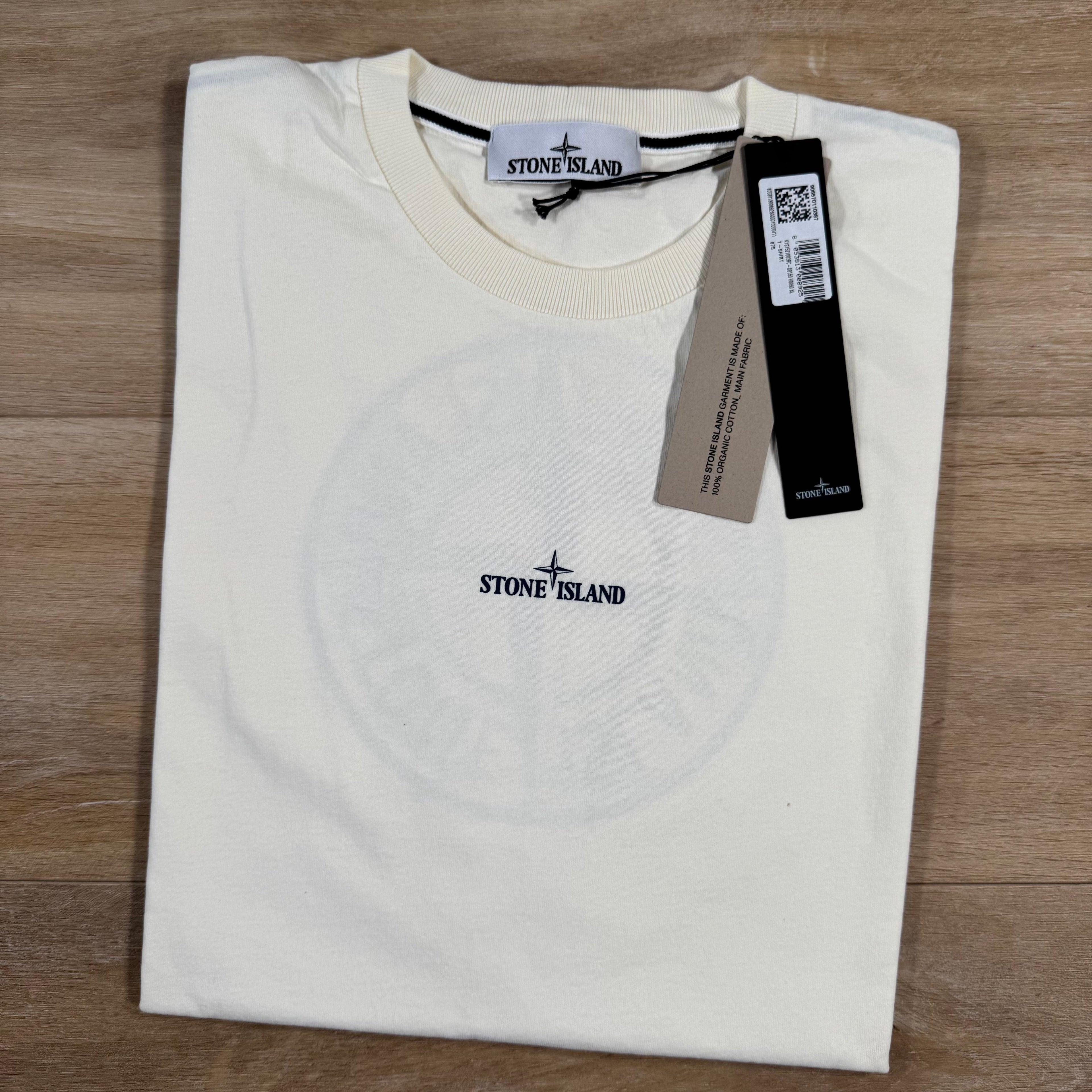 Stone Island Organic Cotton Compass Camo T-Shirt in Ivory -Usfansport
