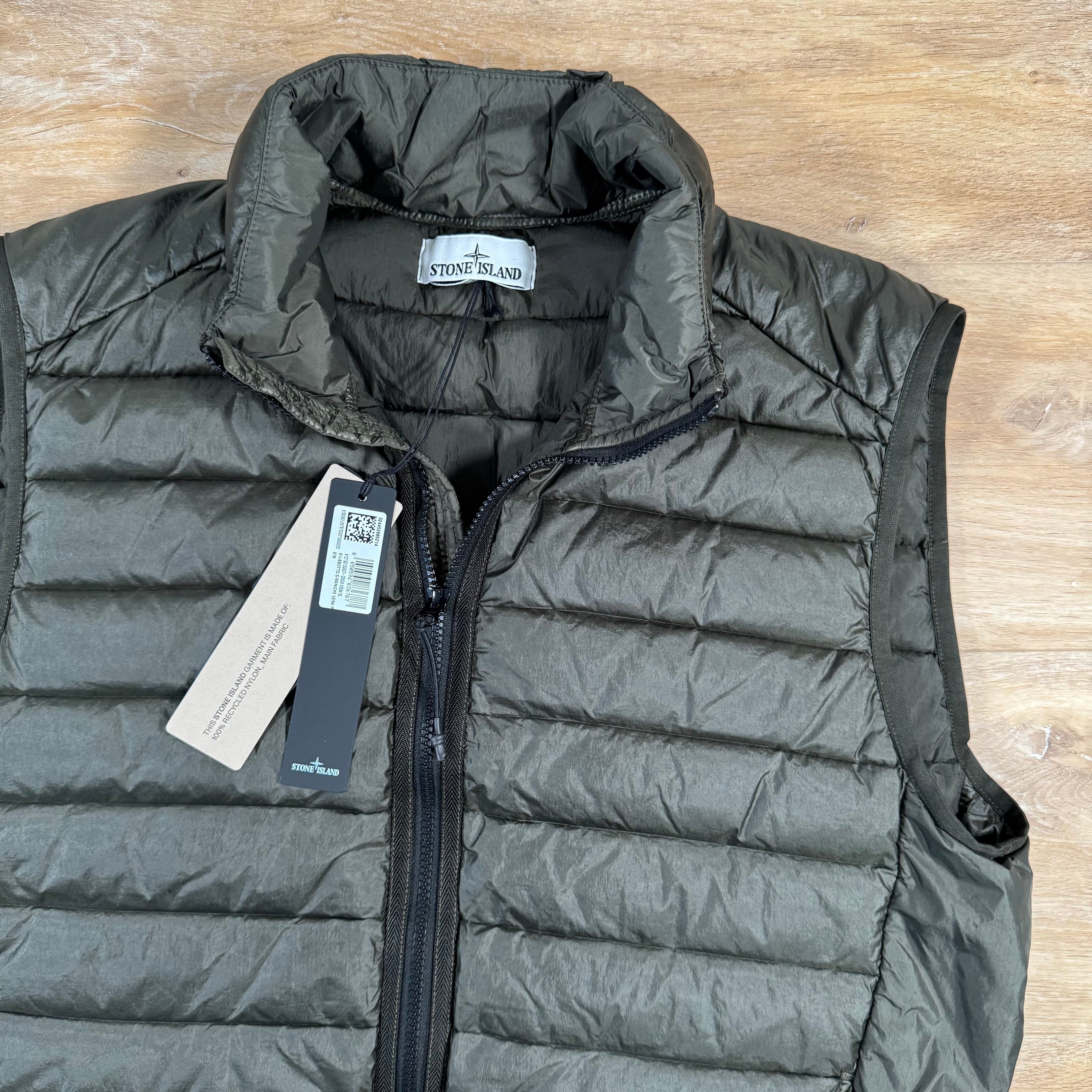 Stone Island Nylon Down-TC Vest in Military Green -Usfansport