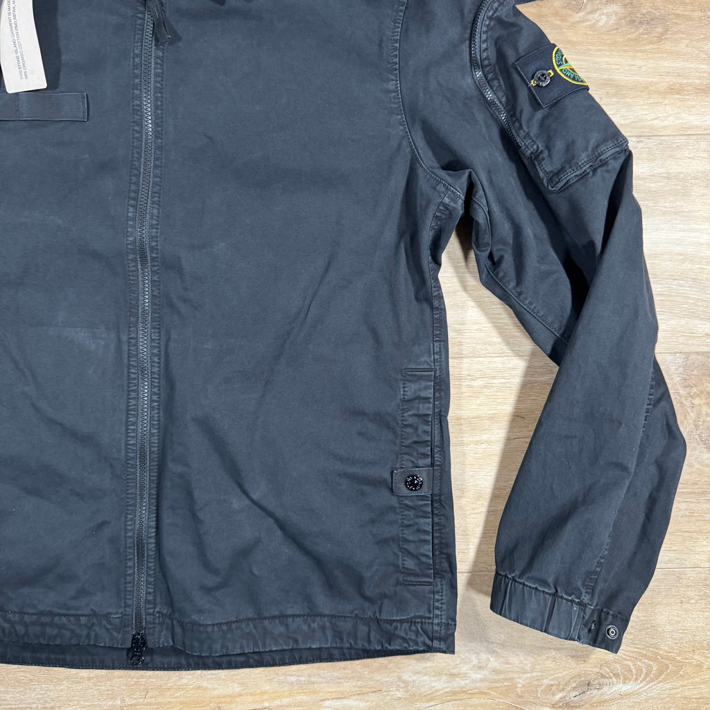 Stone Island Stretch Twill Overshirt in Black -Usfansport