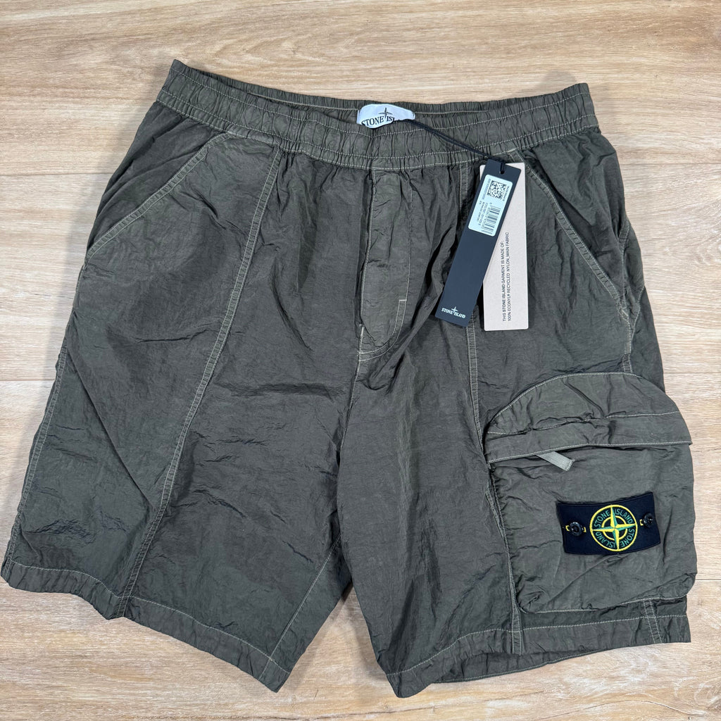 Stone Island Nylon Metal Bermuda Shorts in Military Green -Usfansport