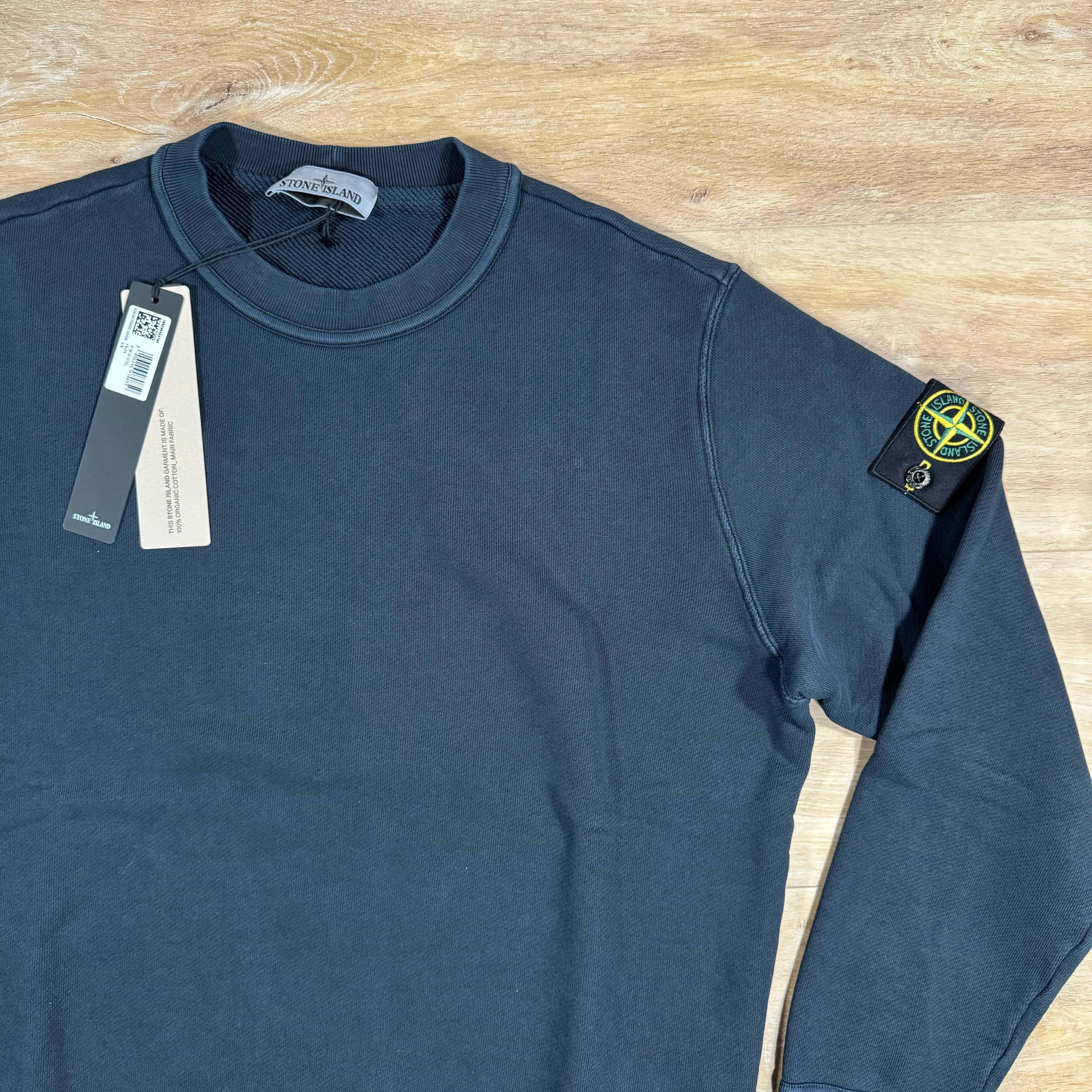 Stone Island Diagonal Fleece Old Treatment Sweatshirt in Navy -Usfansport
