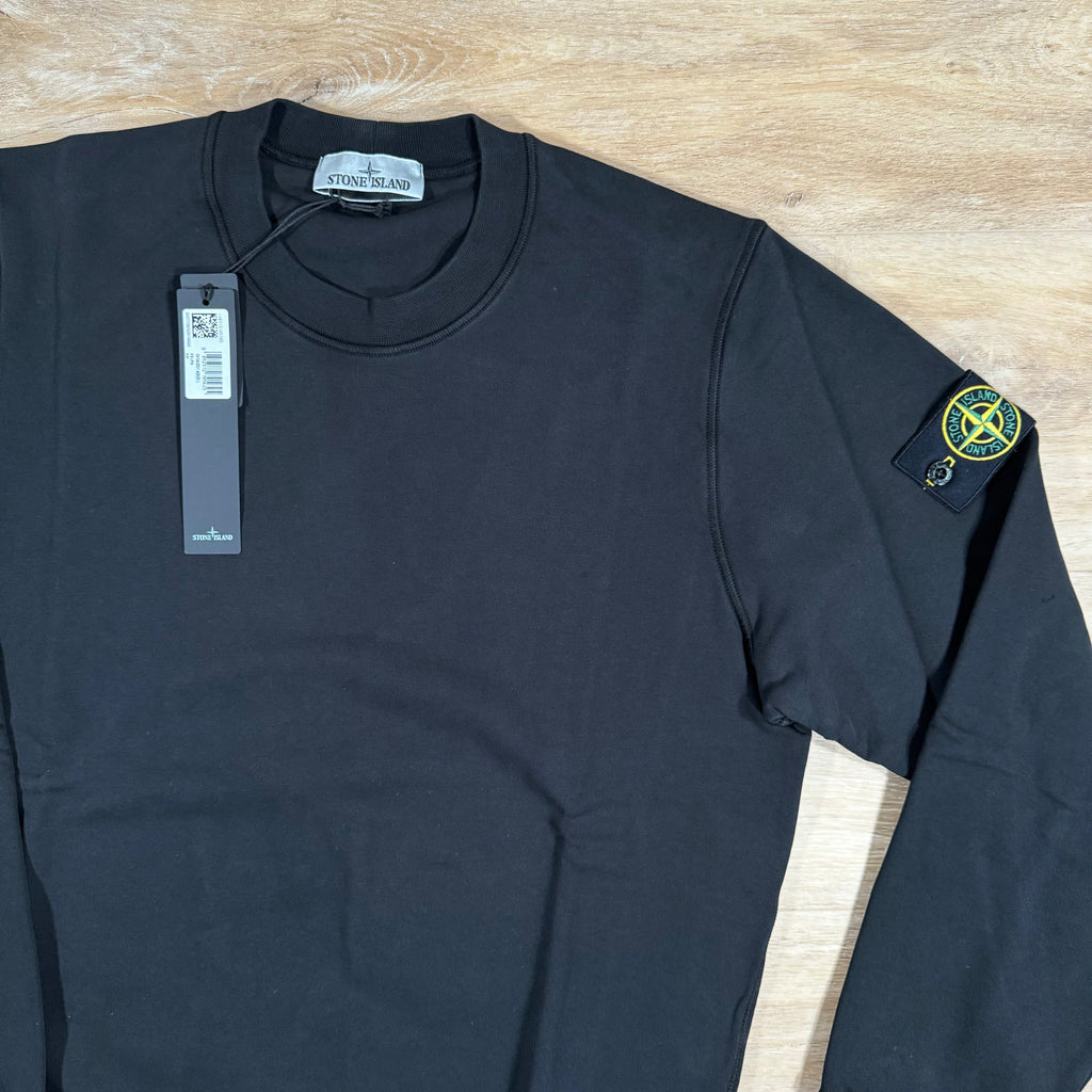 Stone Island Organic Cotton Fleece Sweatshirt in Black -Usfansport