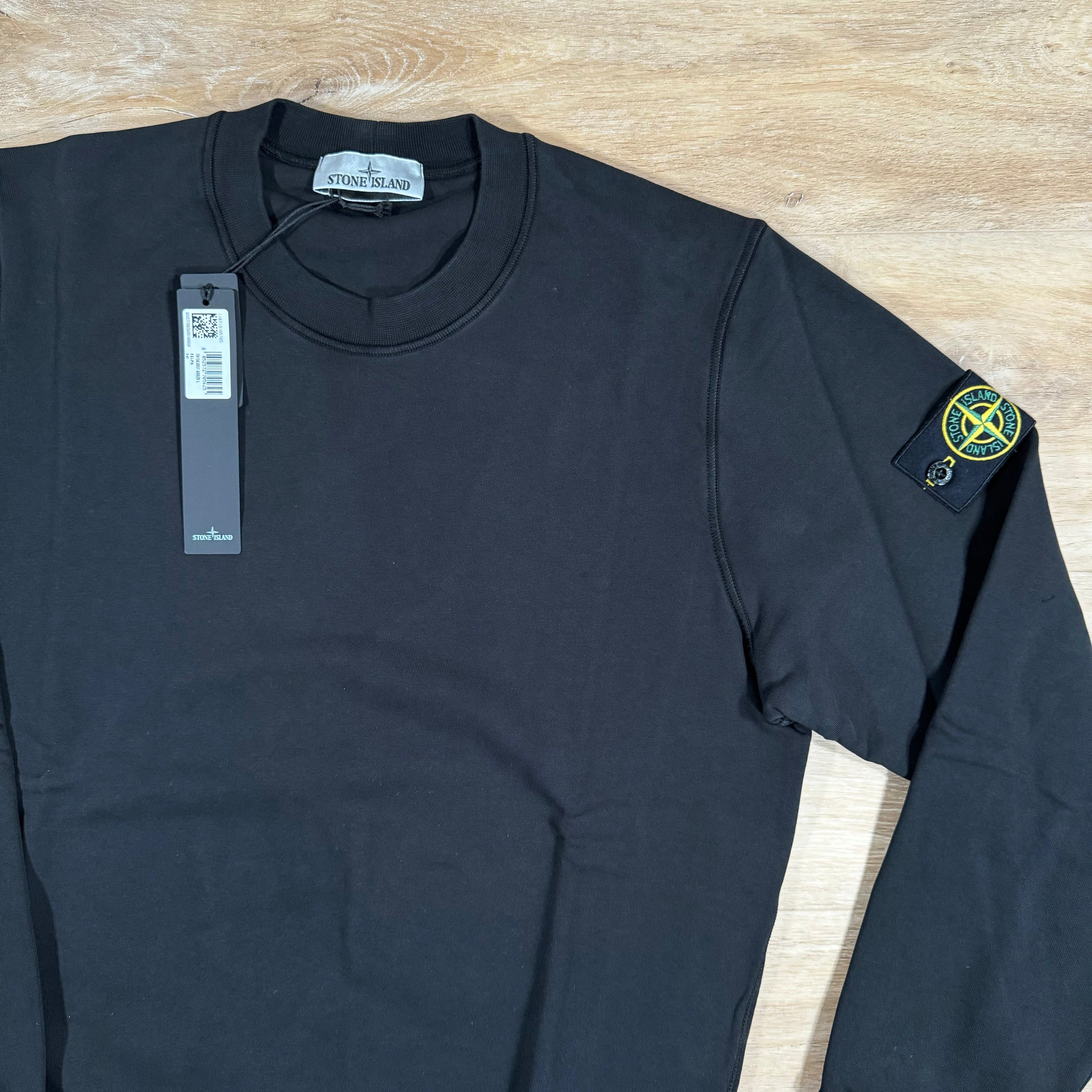 Stone Island Organic Cotton Fleece Sweatshirt in Black -Usfansport