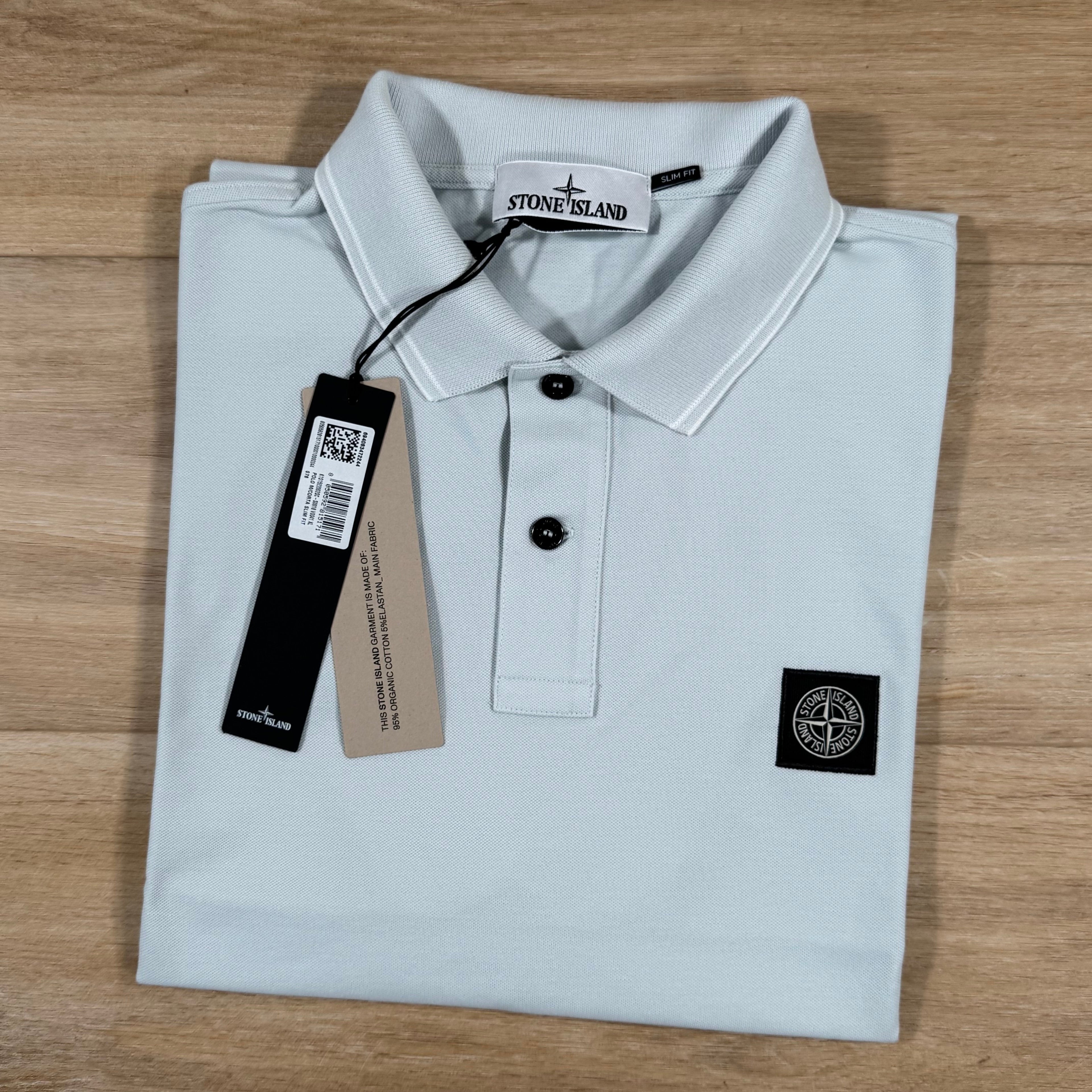 Stone Island Organic Cotton Pique Polo Shirt in Sky Blue -Usfansport