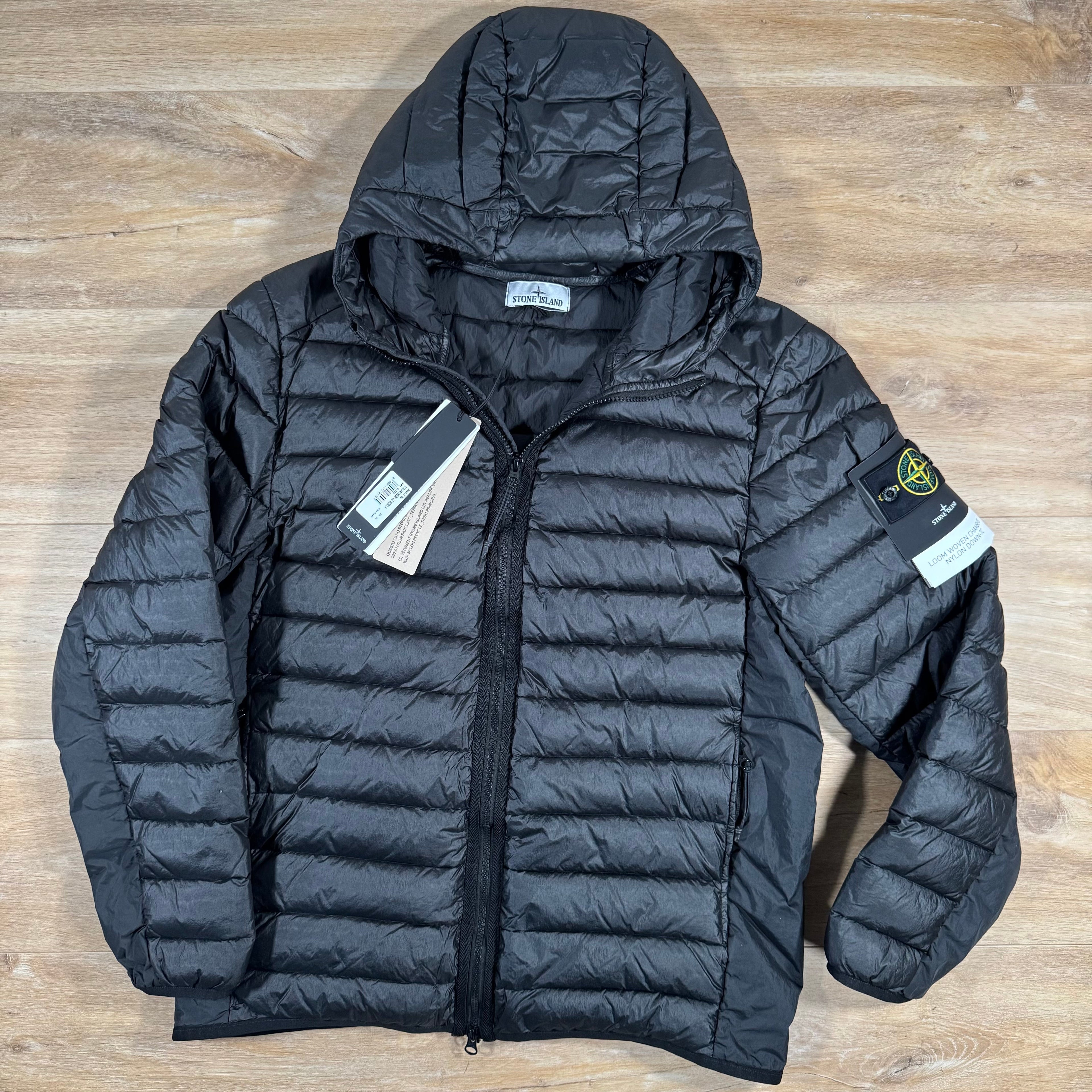 Stone Island Loom Woven Nylon Down-TC Jacket in Black -Usfansport
