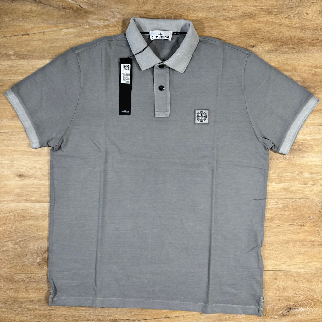 Stone Island Organic Cotton Overdye Polo Shirt in Pearl Grey -Usfansport
