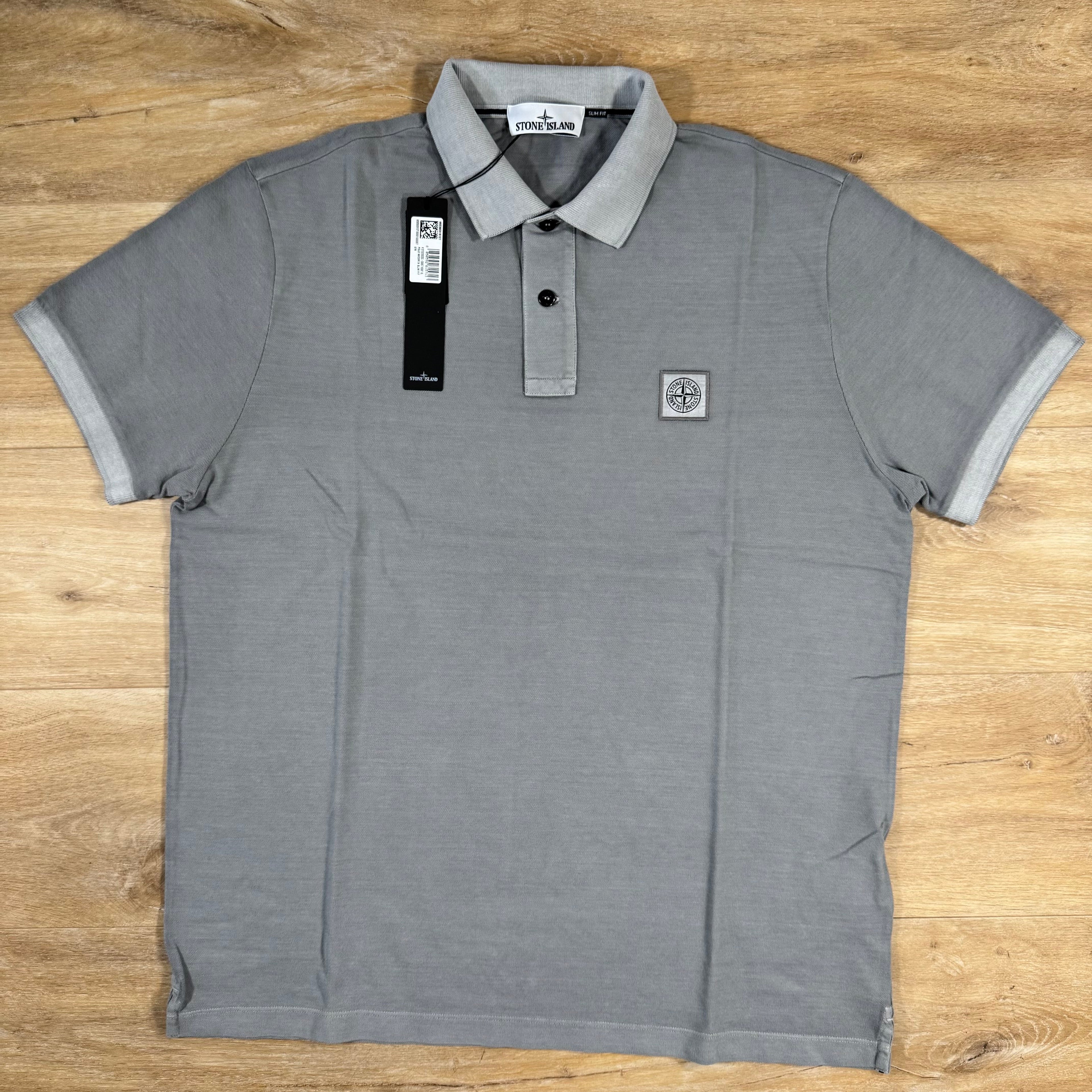 Stone Island Organic Cotton Overdye Polo Shirt in Pearl Grey -Usfansport