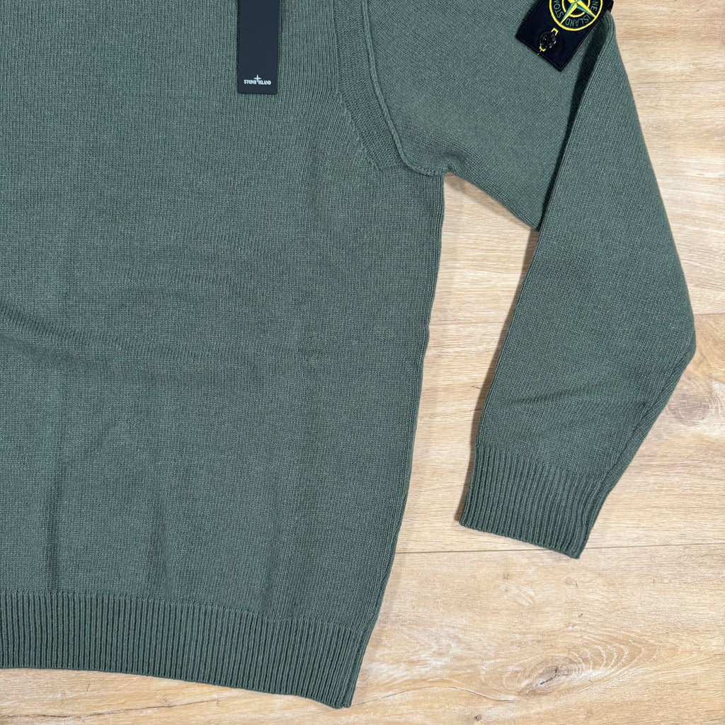 Stone Island Lambswool Crewneck Jumper in Military Green -Usfansport