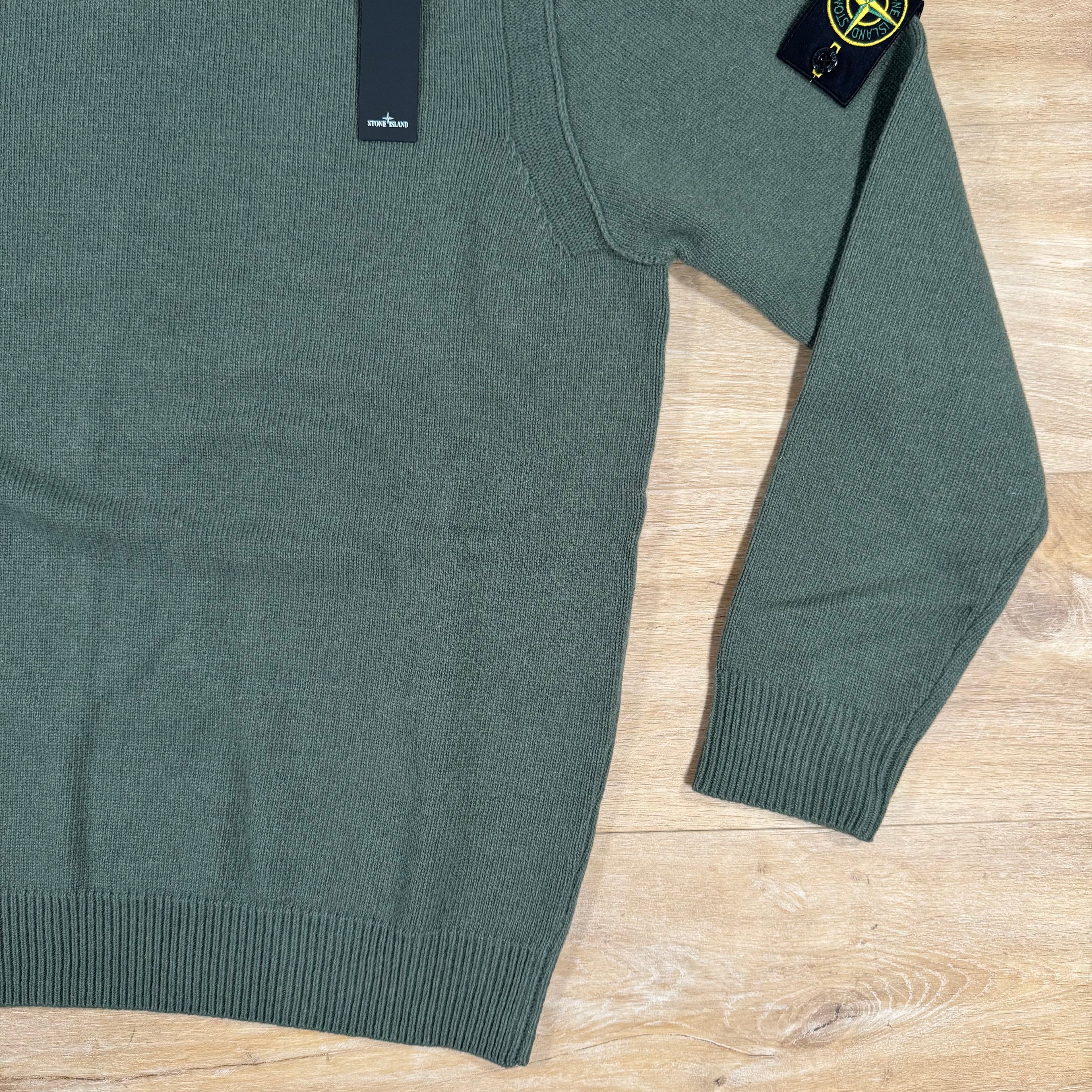 Stone Island Lambswool Crewneck Jumper in Military Green -Usfansport