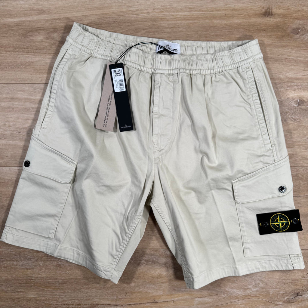 Stone Island Organic Stretch Cotton Cargo Bermuda Shorts in Sand -Usfansport