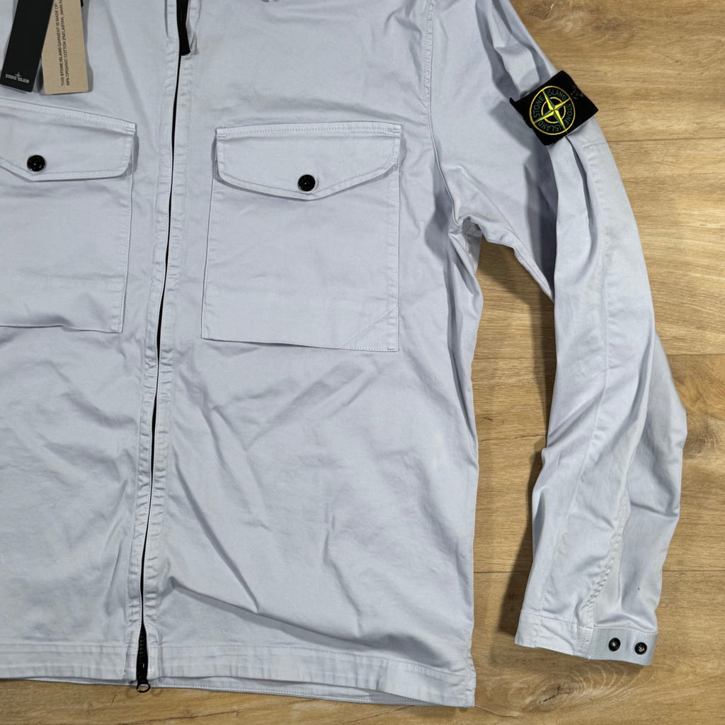 Stone Island Organic Stretch Cotton Overshirt in Lilac -Usfansport