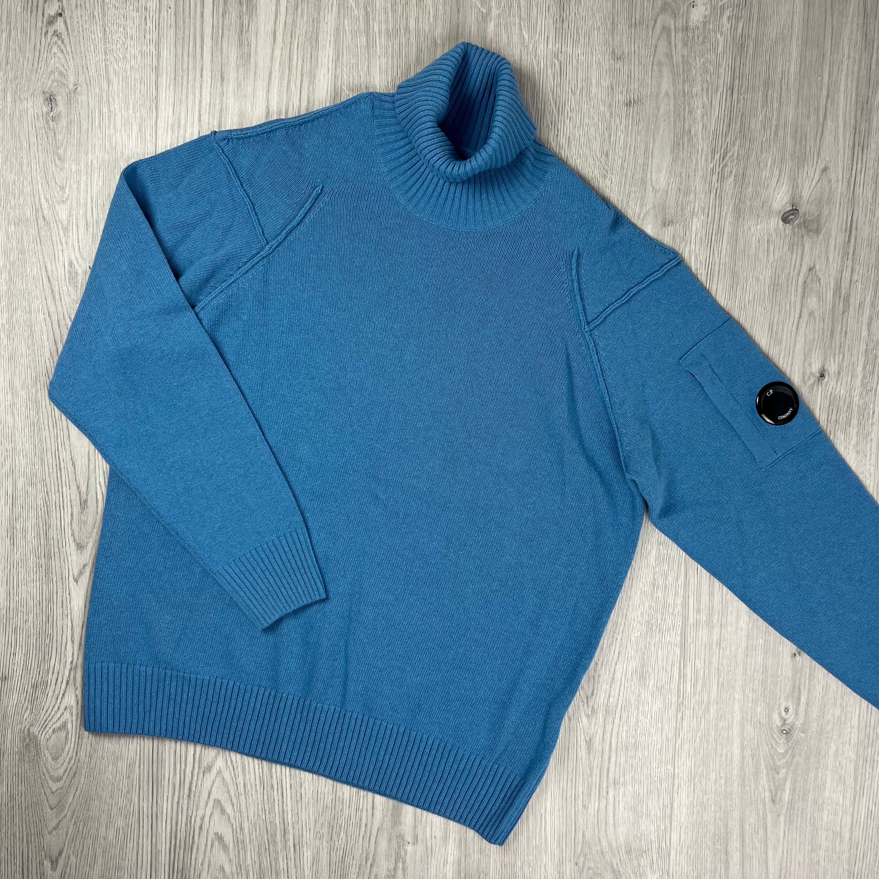 CP Company Knit Turtle Neck - Aegean Blue -Usfansport