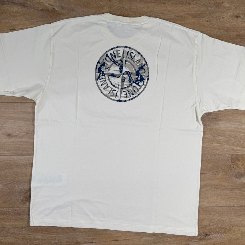 Stone Island Organic Cotton Compass Camo T-Shirt in Ivory -Usfansport