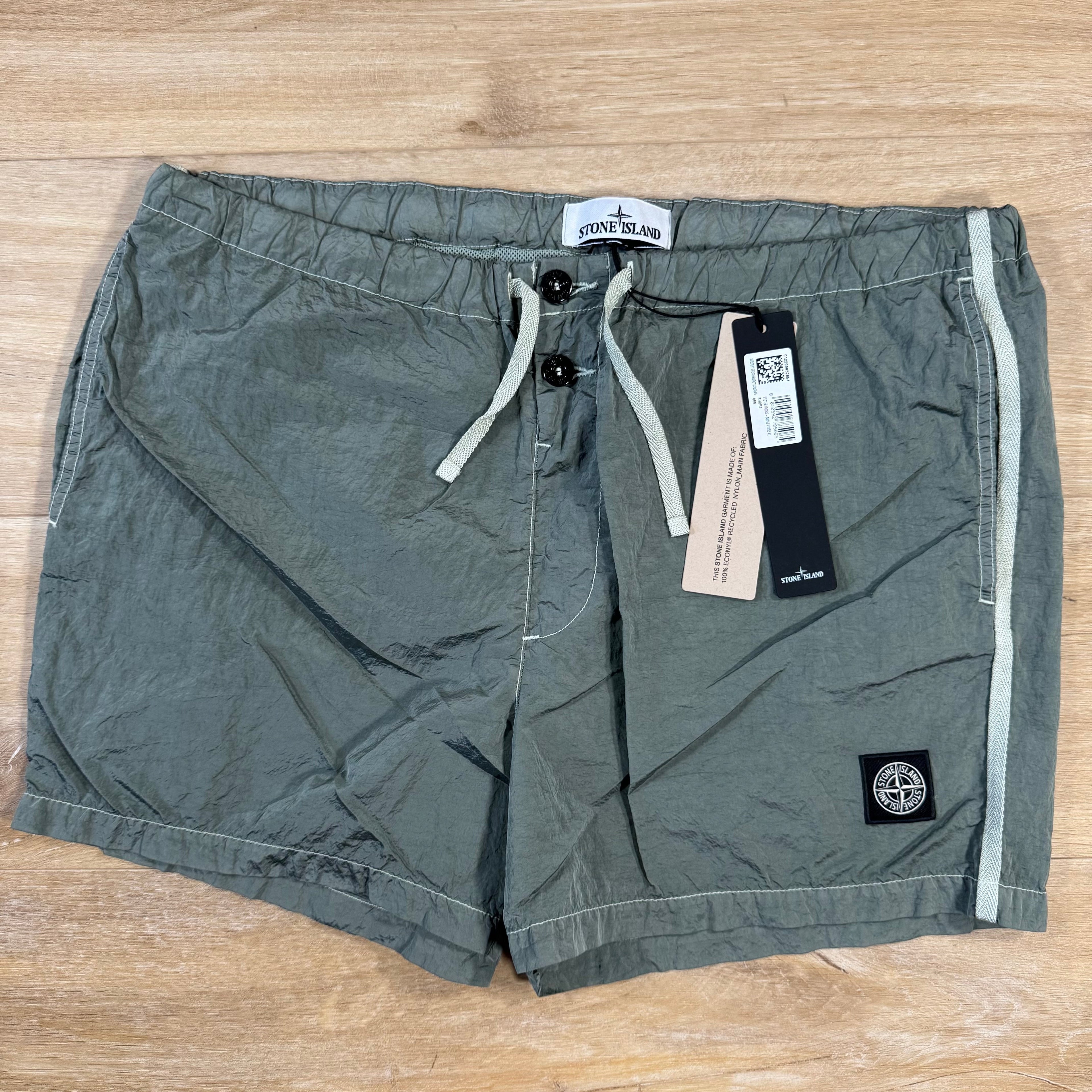Stone Island Nylon Metal Button Swim Shorts in Sage Green -Usfansport