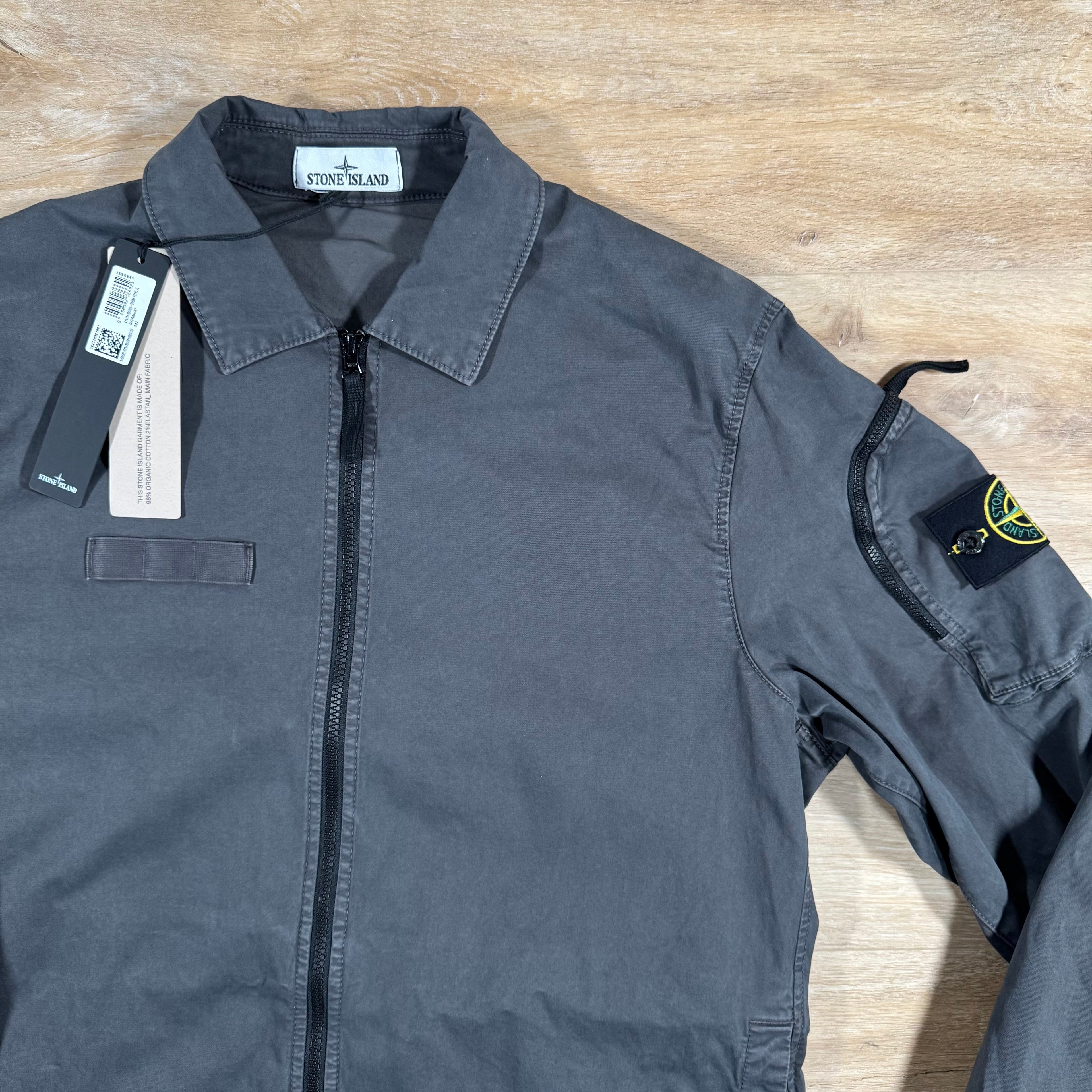 Stone Island Stretch Twill Overshirt in Charcoal Grey -Usfansport