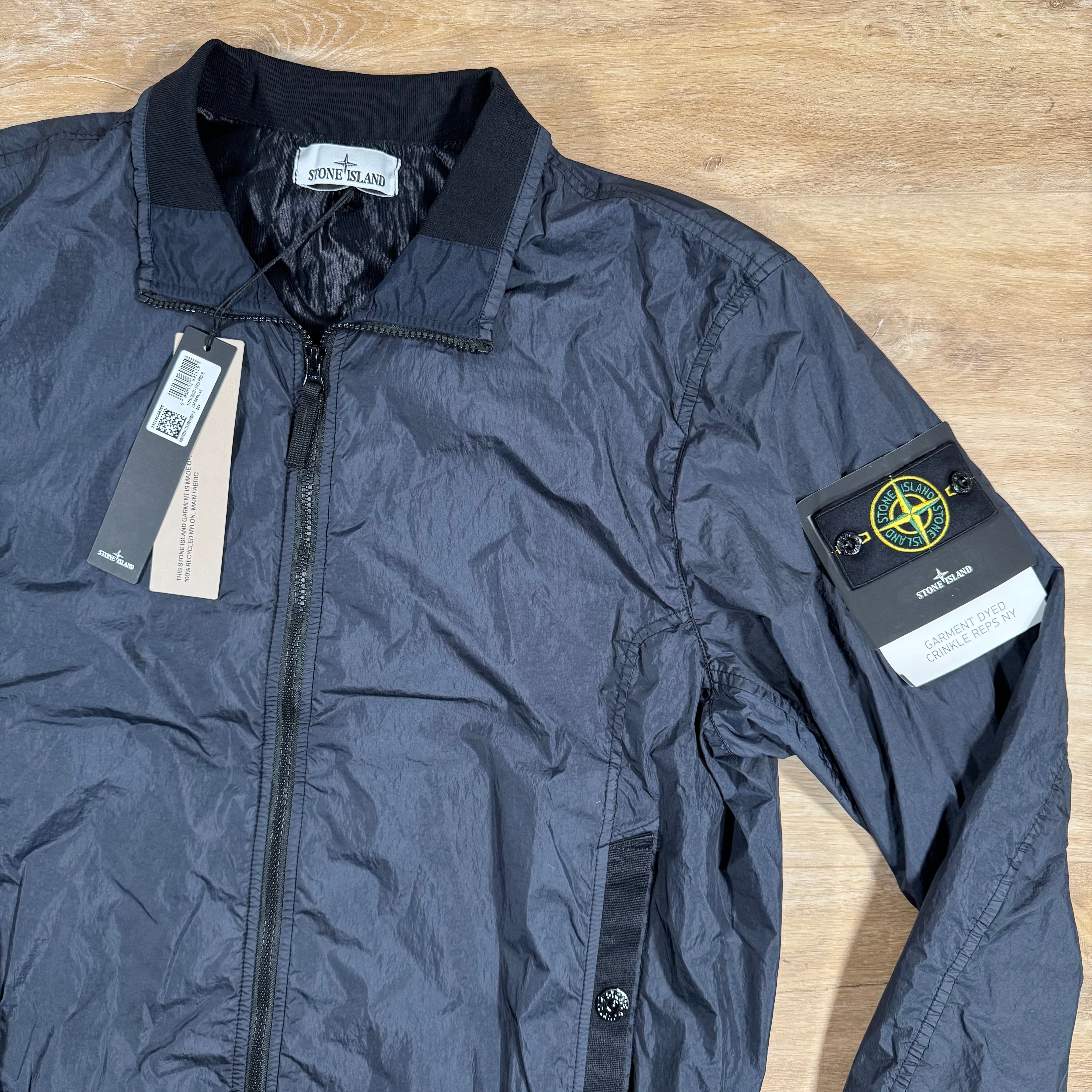 Stone Island Crinkle Reps R-NY Bomber Jacket in Navy -Usfansport