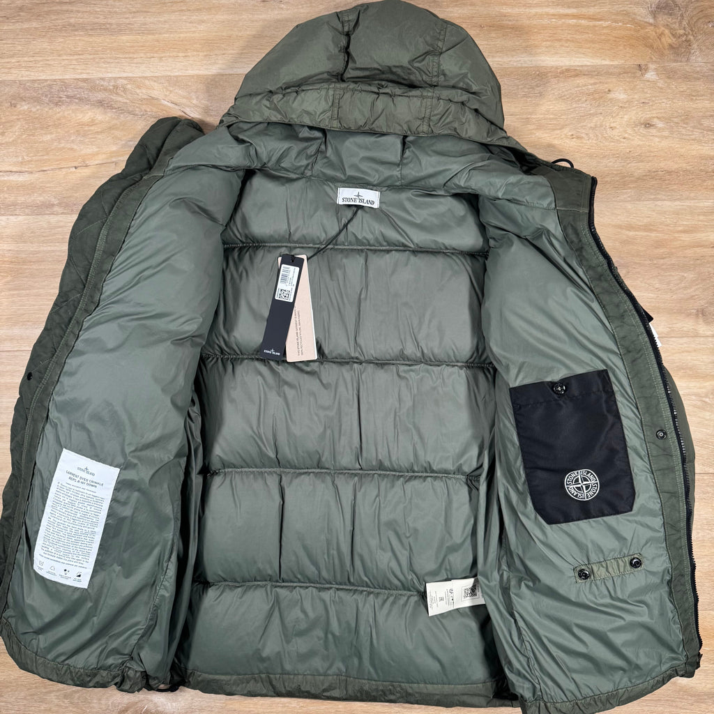 Stone Island Crinkle Reps R-NY Down Parka in Musk Green -Usfansport