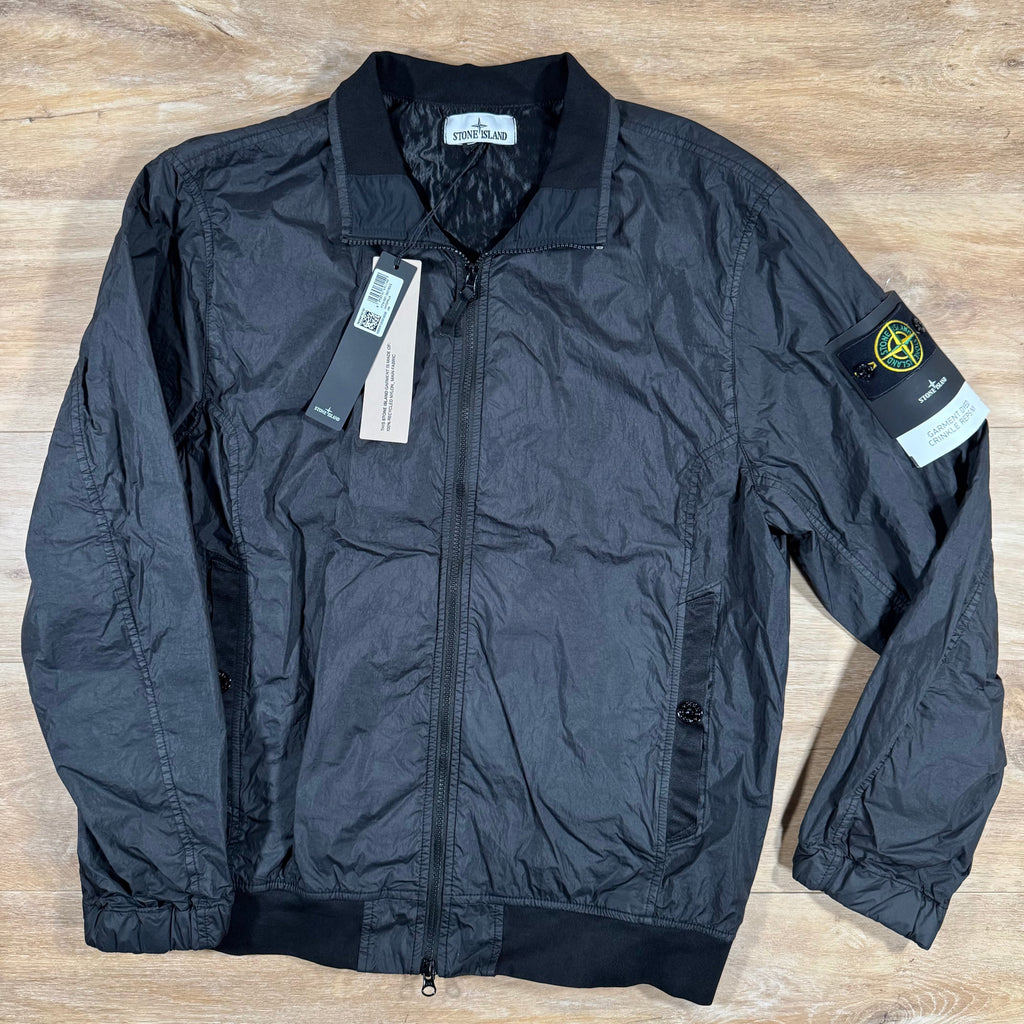 Stone Island Crinkle Reps R-NY Bomber Jacket in Black -Usfansport