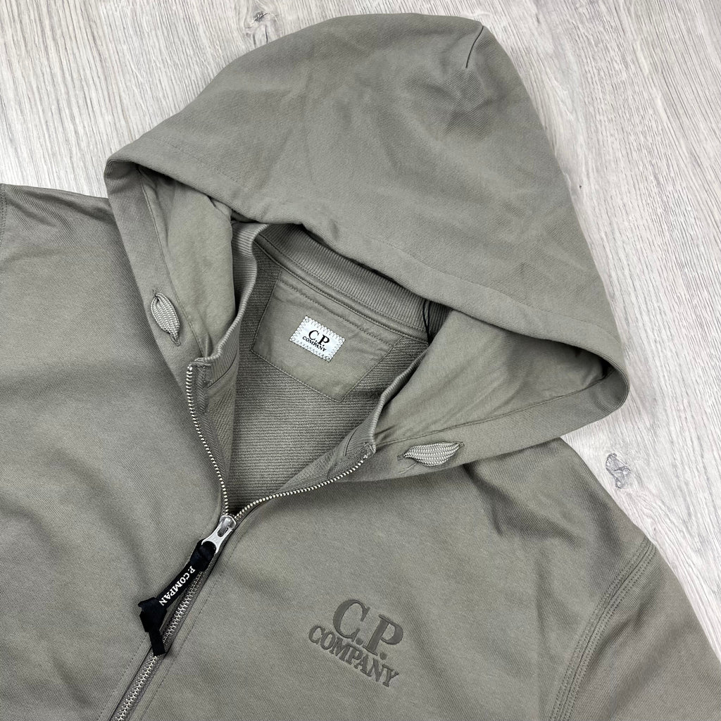 CP Company Raised Fleece Zip Hoodie - Fallen Rock -Usfansport
