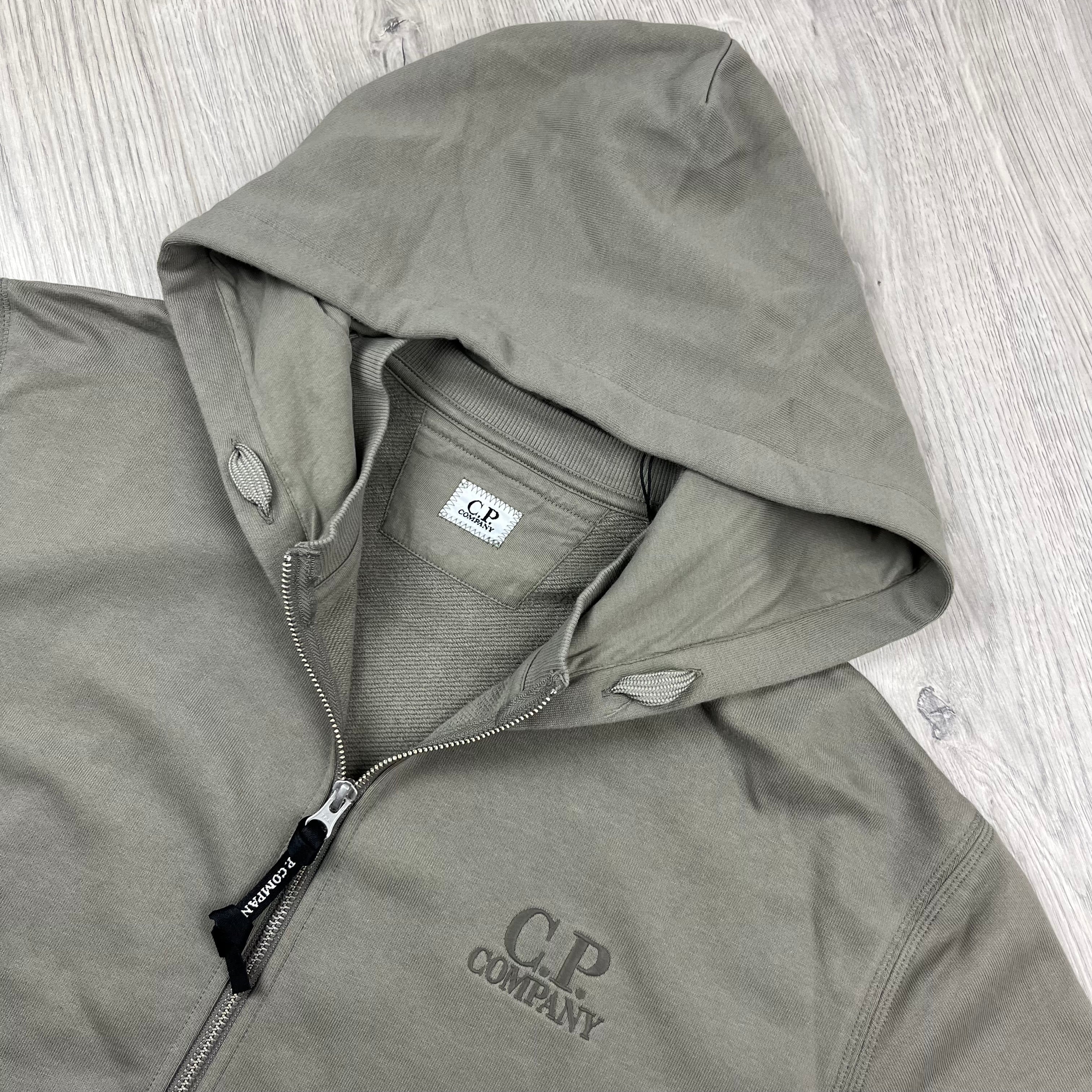 CP Company Raised Fleece Zip Hoodie - Fallen Rock -Usfansport