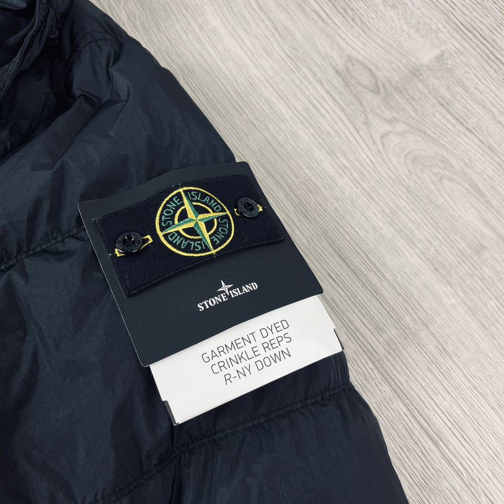 Stone Island Crinkle Reps Down Jacket - Black -Usfansport