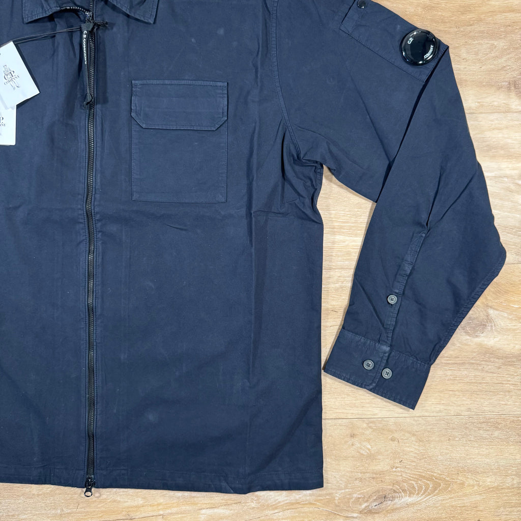CP Company Organic Gabardine Lens Overshirt in Navy -Usfansport