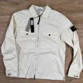 Stone Island Organic Stretch Cotton Overshirt in Ivory -Usfansport