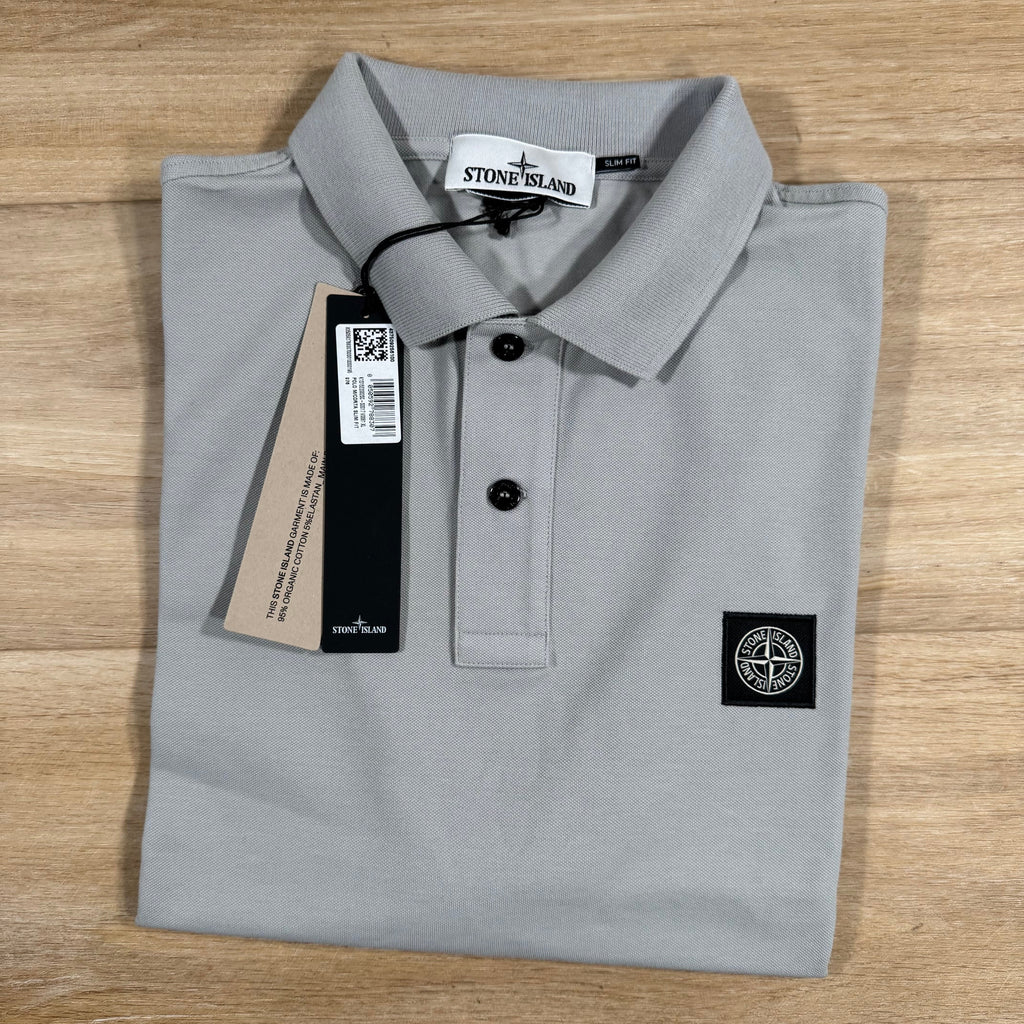 Stone Island Organic Cotton Pique Polo Shirt in Pearl Grey -Usfansport