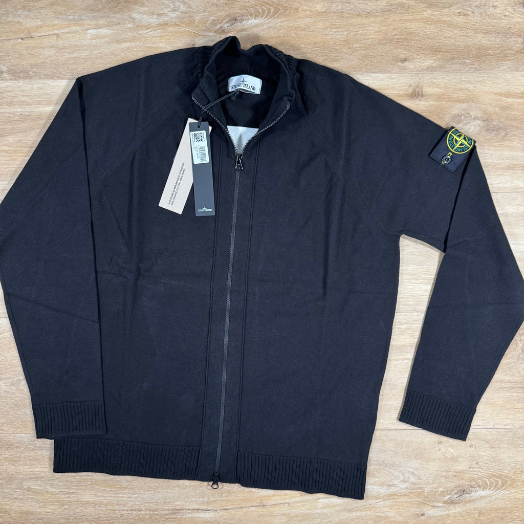 Stone Island Light Organic Cotton Knit Cardigan in Black -Usfansport