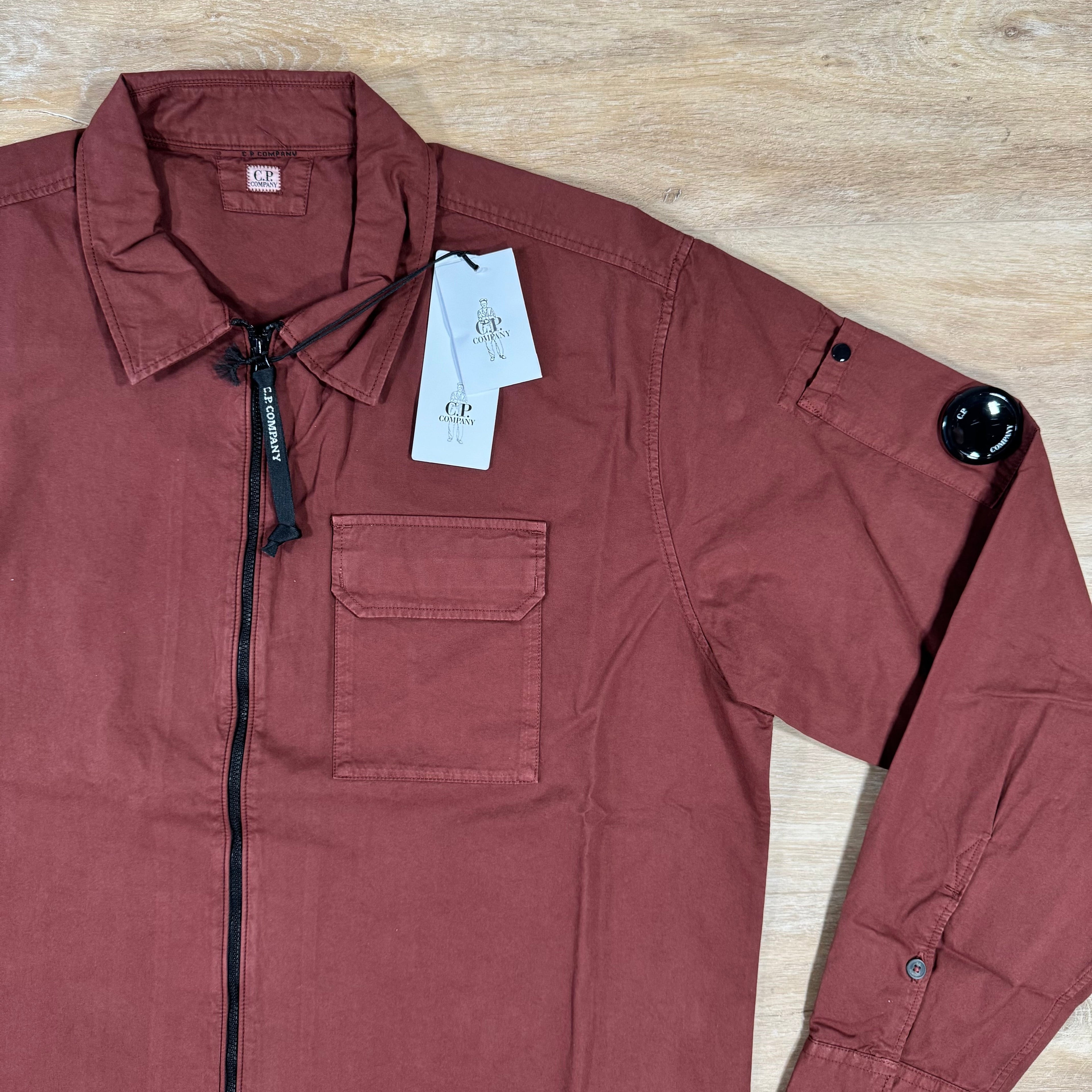 CP Company Organic Gabardine Lens Overshirt in Sable - Brown -Usfansport