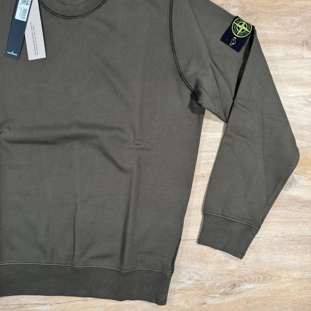 Stone Island Organic Cotton Fleece Sweatshirt in Military Green -Usfansport