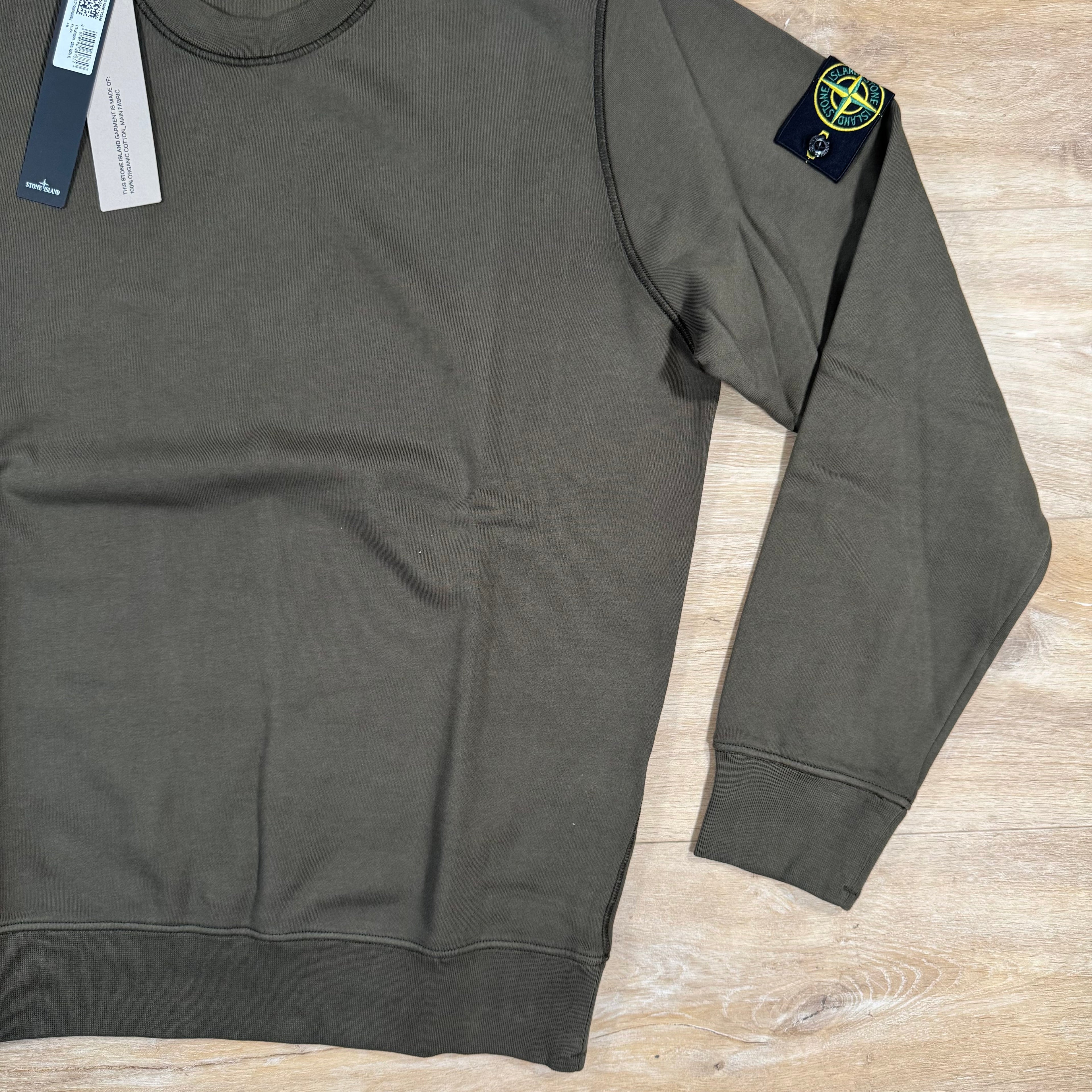 Stone Island Organic Cotton Fleece Sweatshirt in Military Green -Usfansport