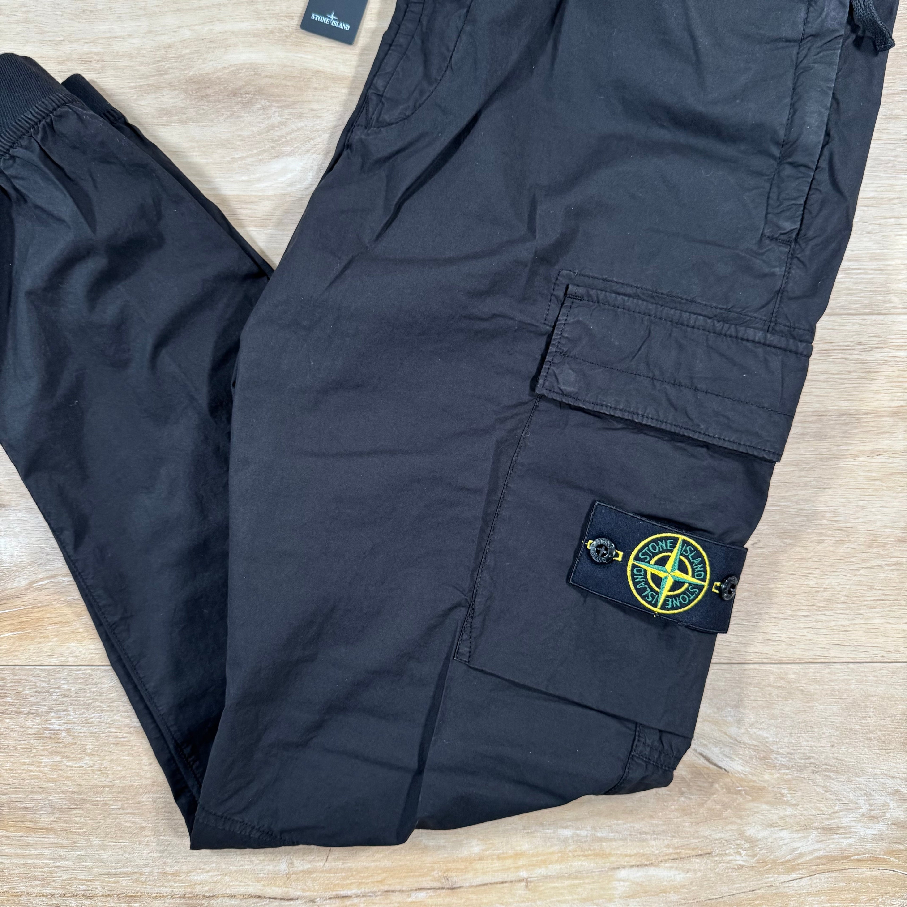 Stone Island Stretch Cotton Tela Cargo Pants in Black -Usfansport