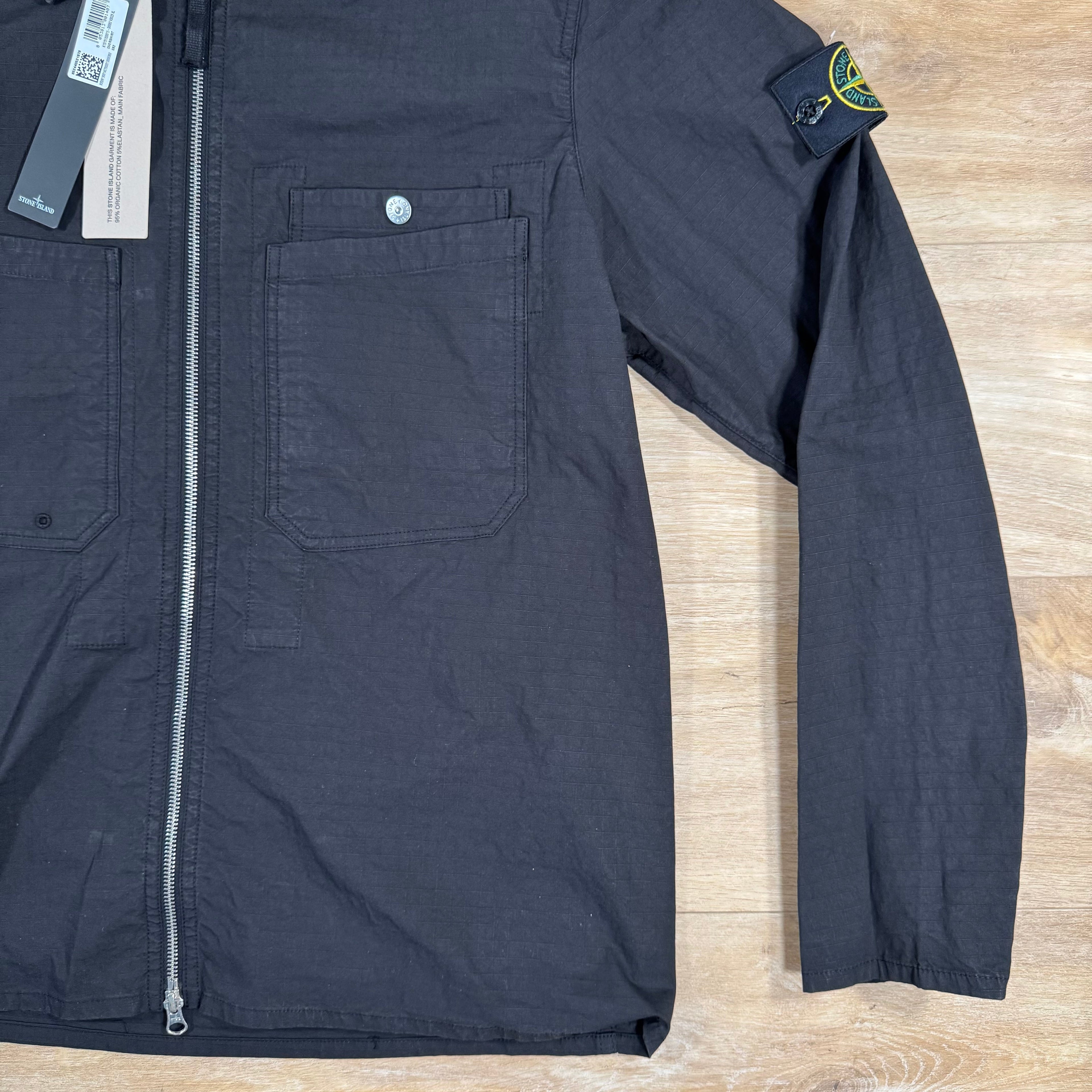 Stone Island Mil-Spec Stretch Ripstop-TC Overshirt in Black -Usfansport