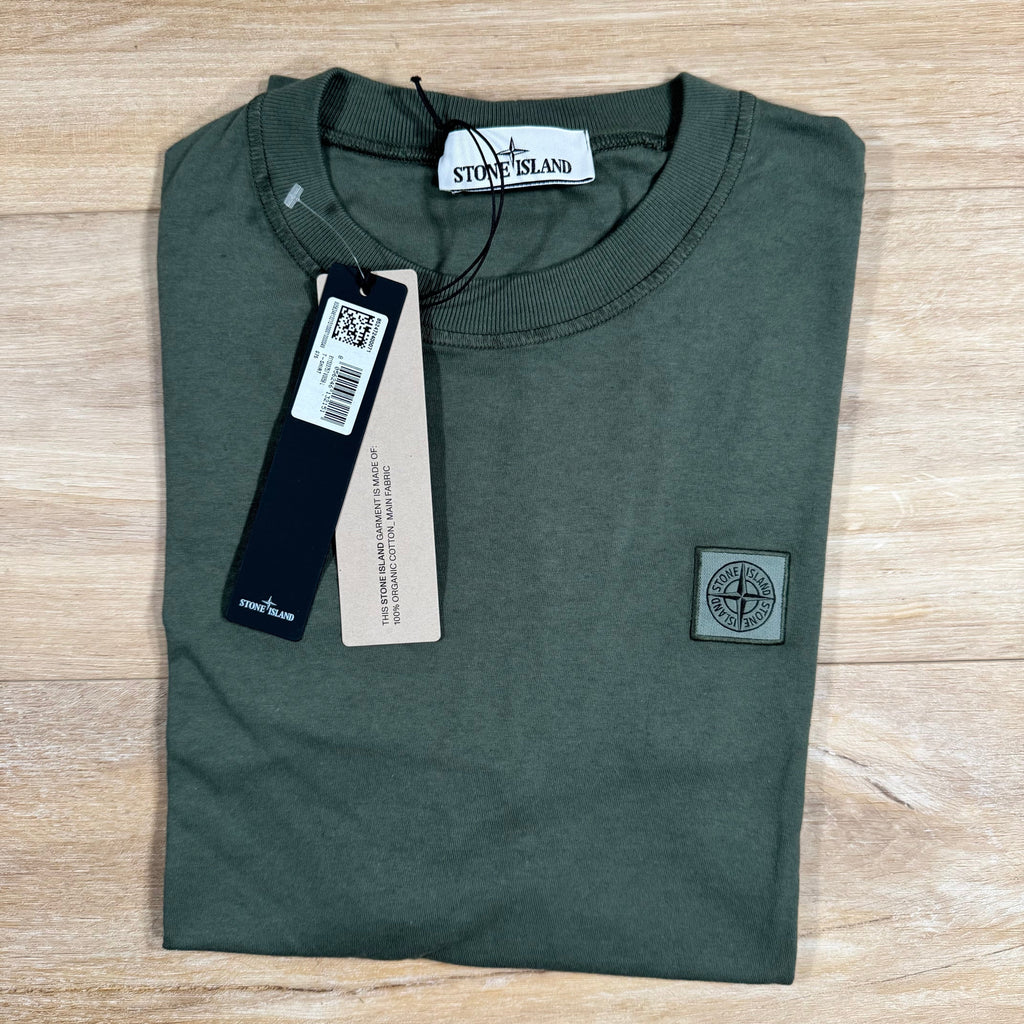 Stone Island Patch Logo Cotton T-Shirt in Musk Green -Usfansport