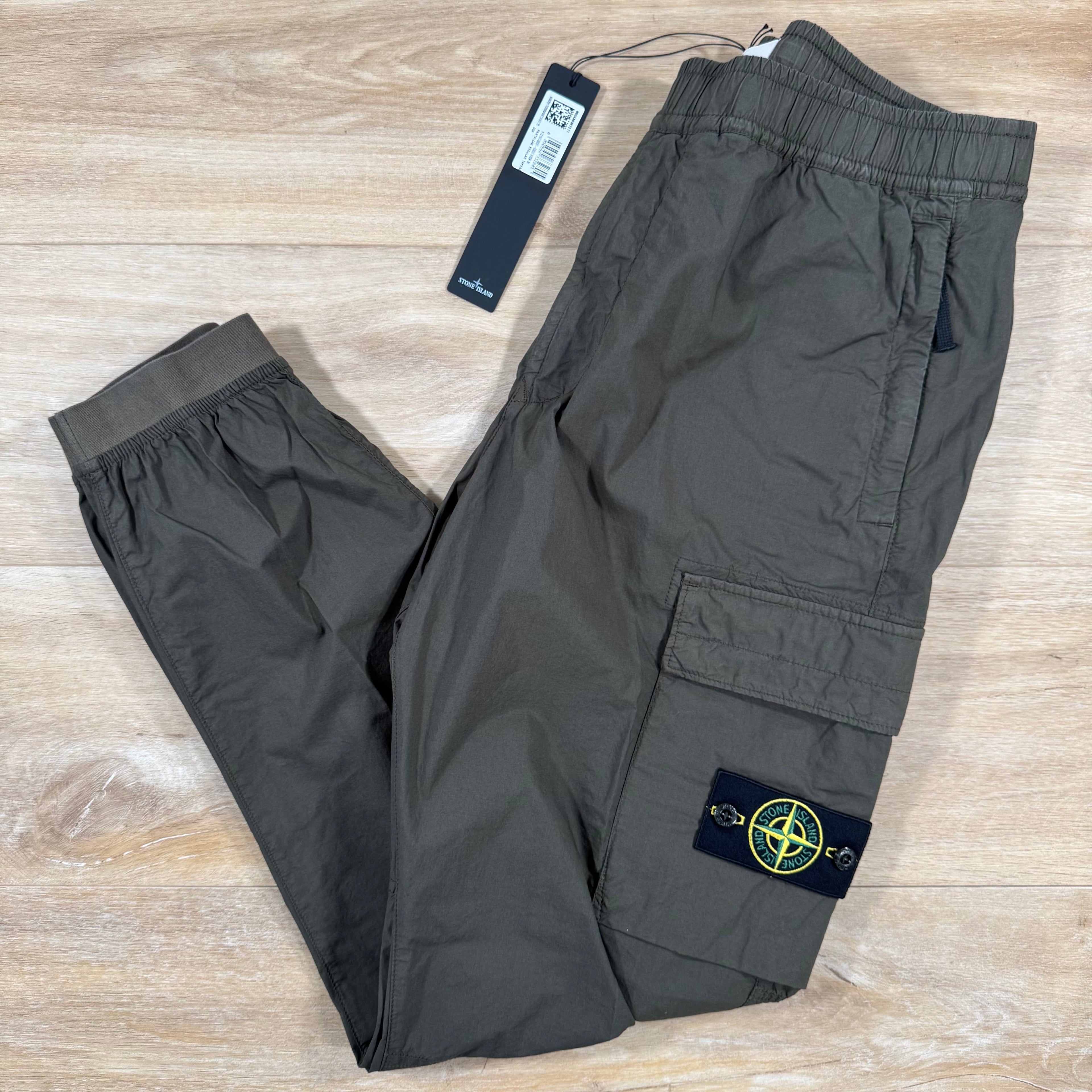 Stone Island Stretch Cotton Tela Cargo Pants in Military Green -Usfansport