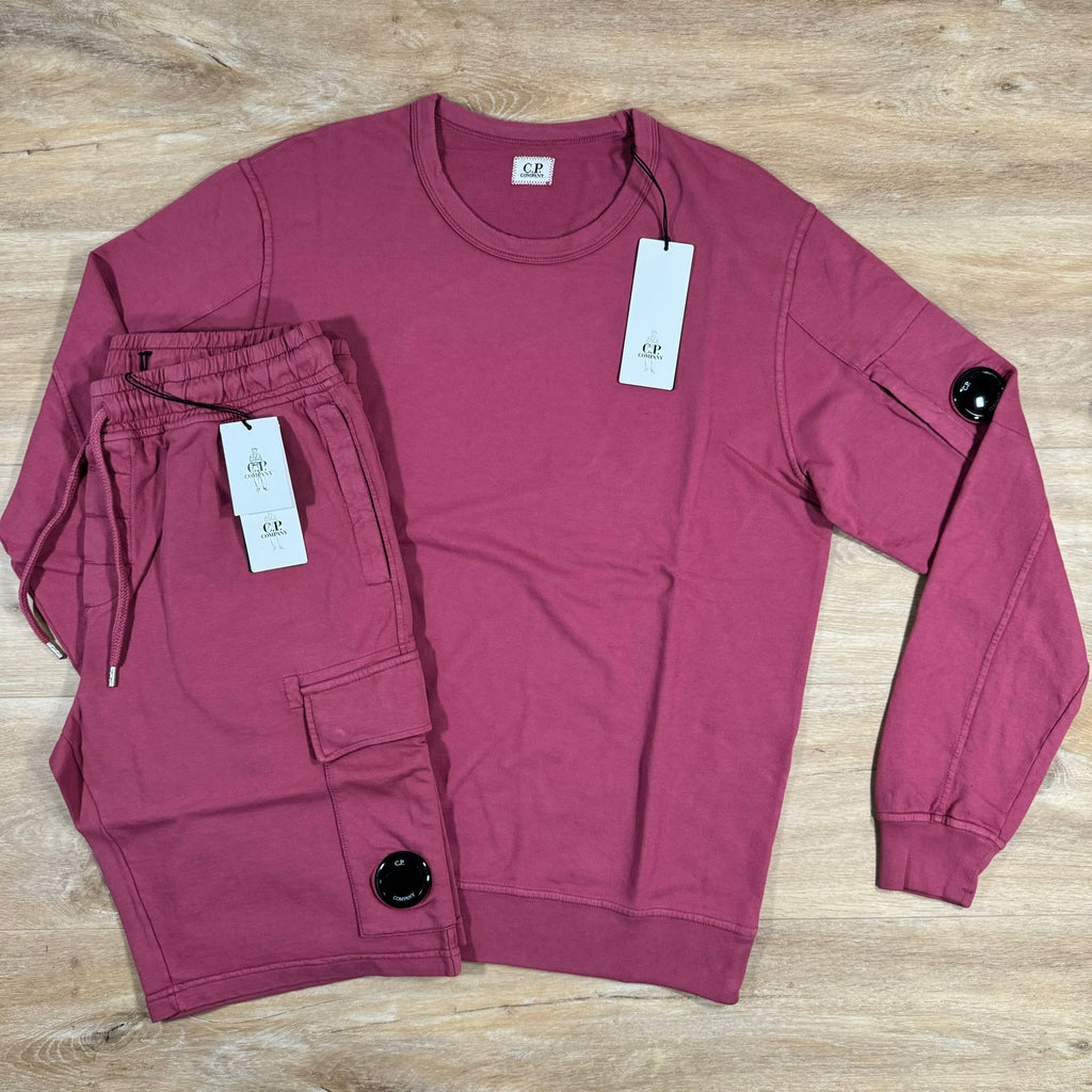 CP Company Light Fleece Lens Tracksuit in Red Bud -Usfansport