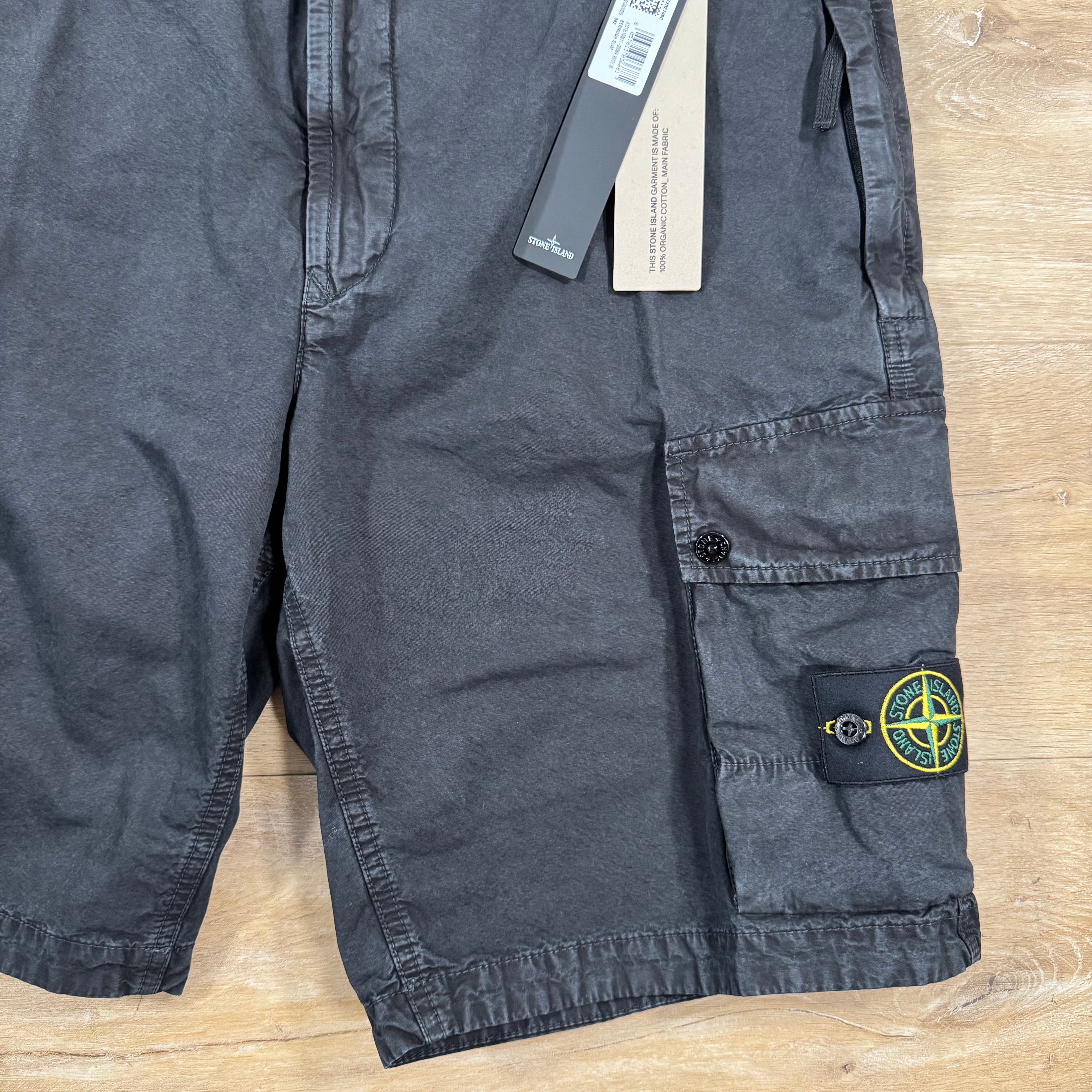 Stone Island Brushed Cotton Cargo Bermuda Shorts in Black -Usfansport