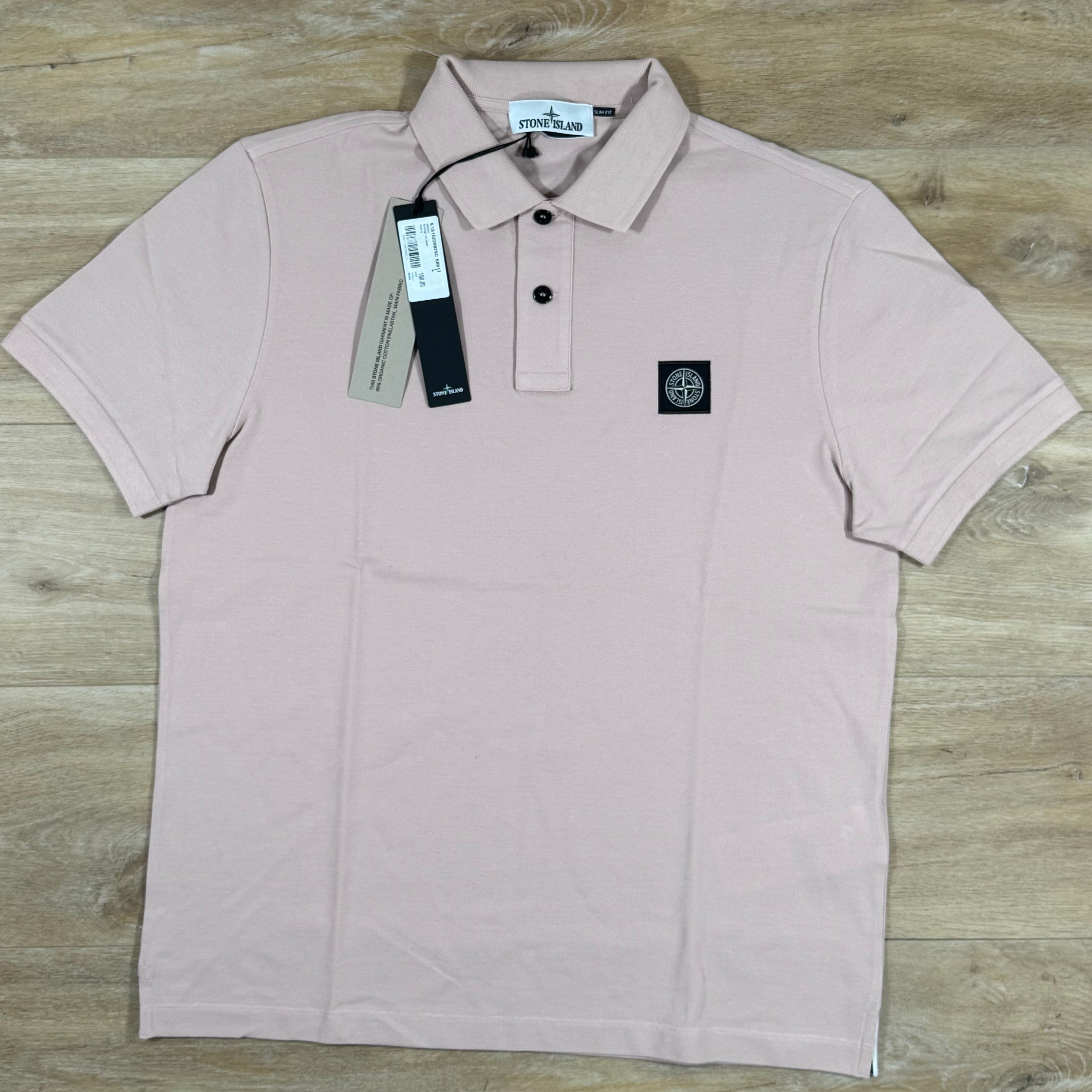 Stone Island Organic Cotton Pique Polo Shirt in Antique Rose -Usfansport